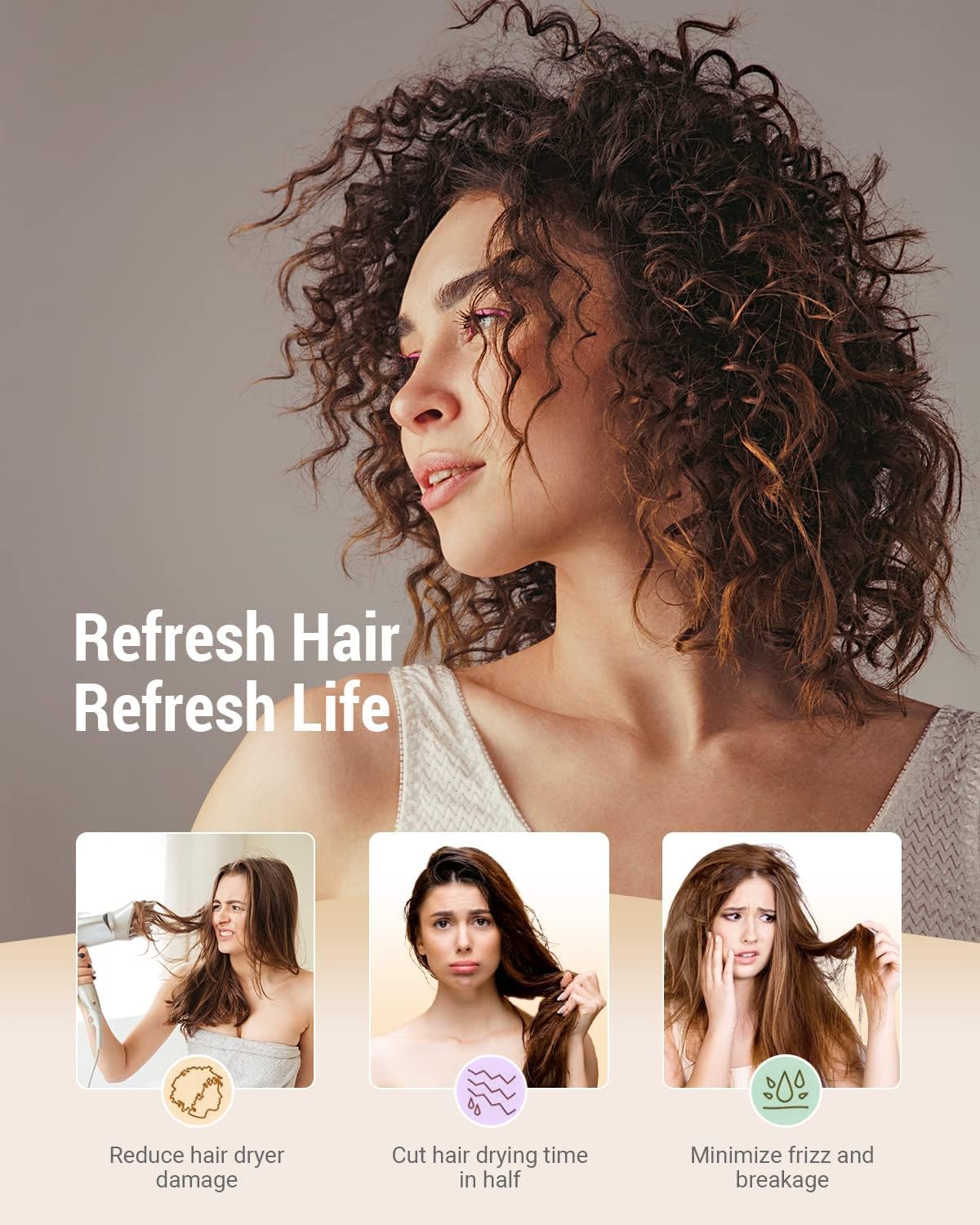 Comparison of Yfong hair towel on thick curly hair
