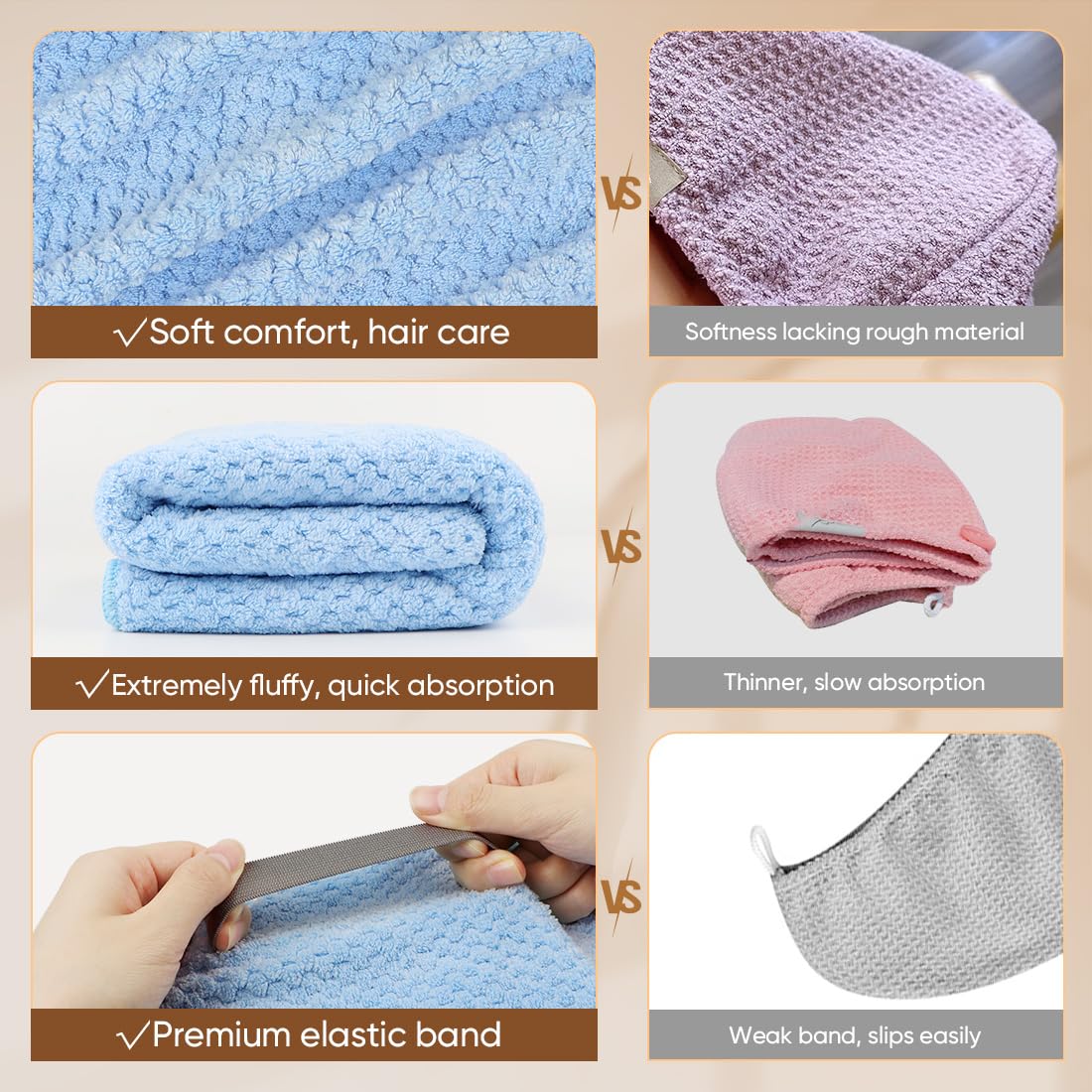 Homexcel hair towel dimensions 40 by 20 inches