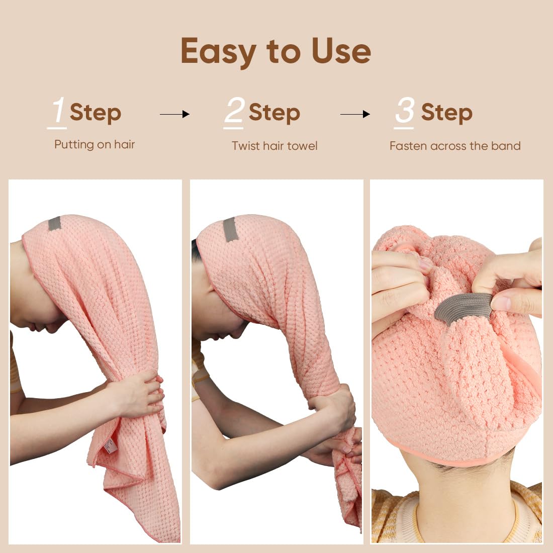Set of five Homexcel hair towels for travel and gym use