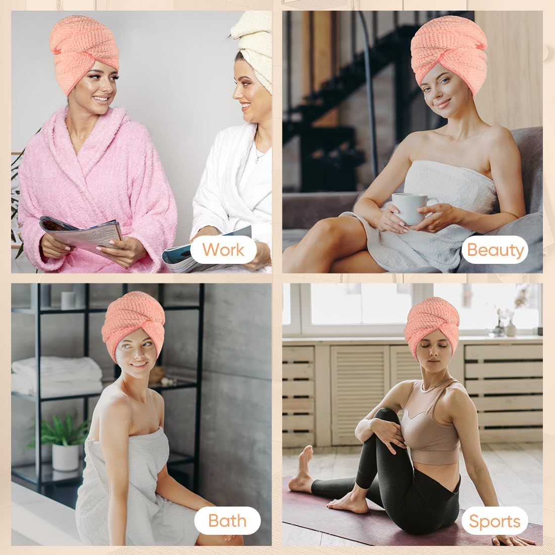 Homexcel microfiber hair towel wrap for curly and thick hair
