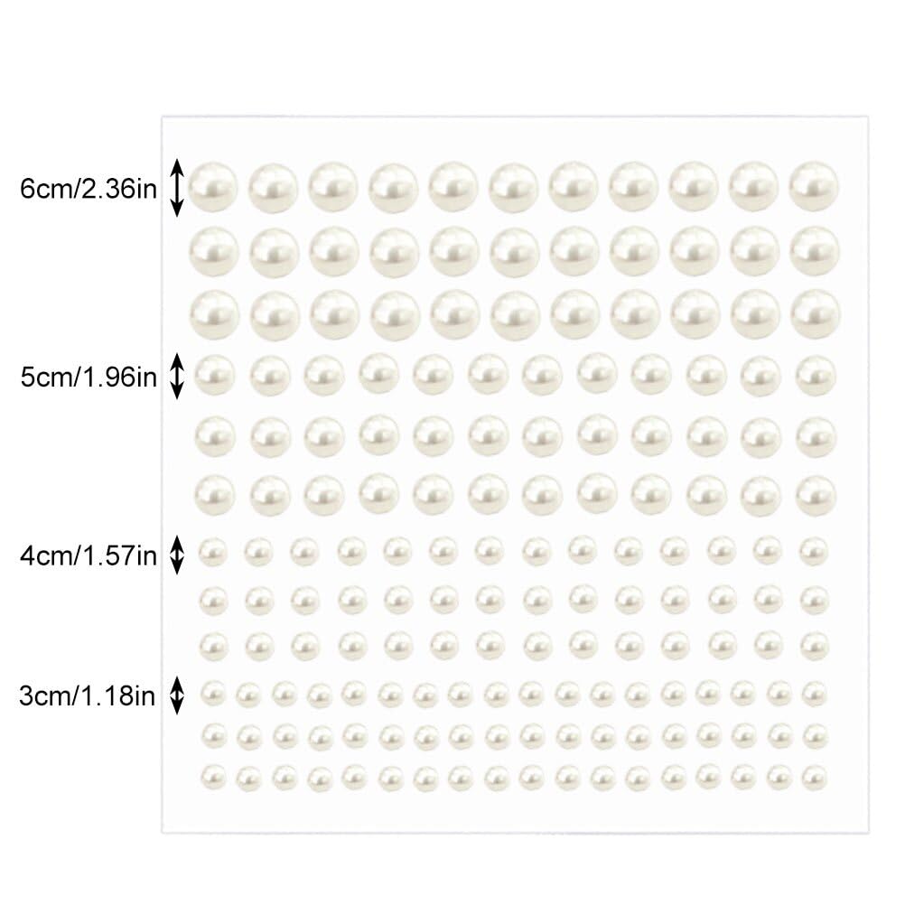 White flat back pearl stickers for nail art and DIY decor