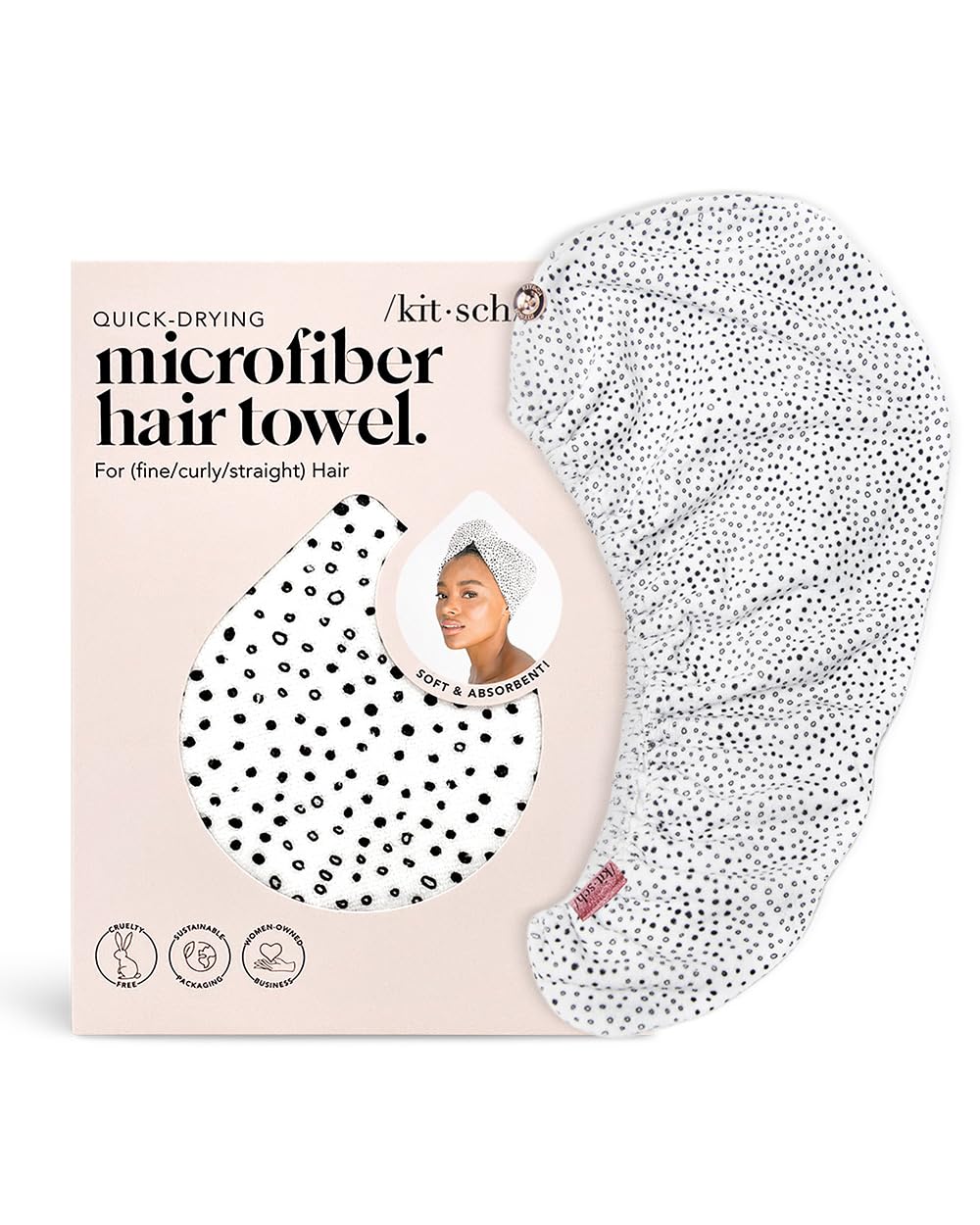 Back view of Kitsch hair towel showing button closure