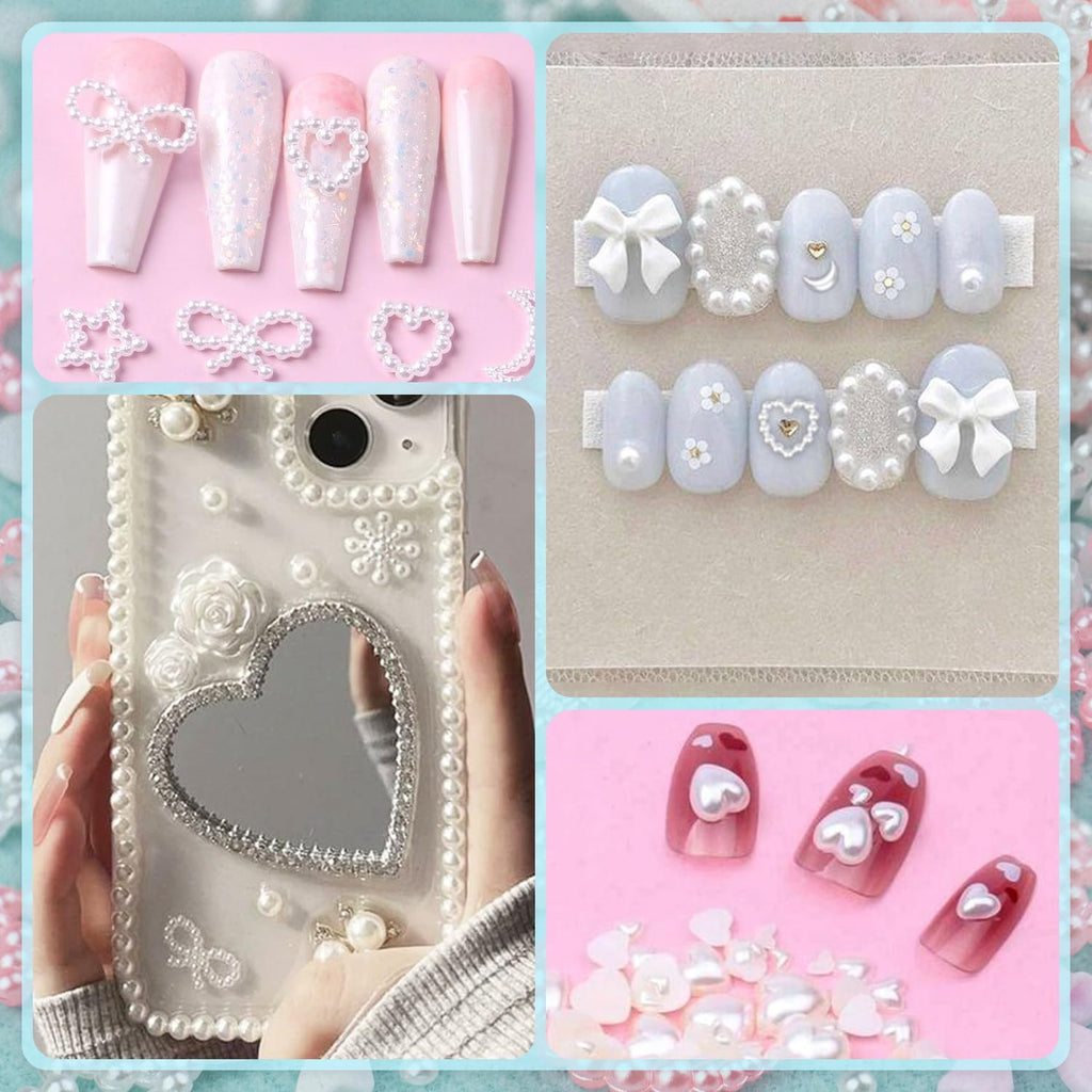 Completed DIY manicure showcasing multi shape nail embellishments