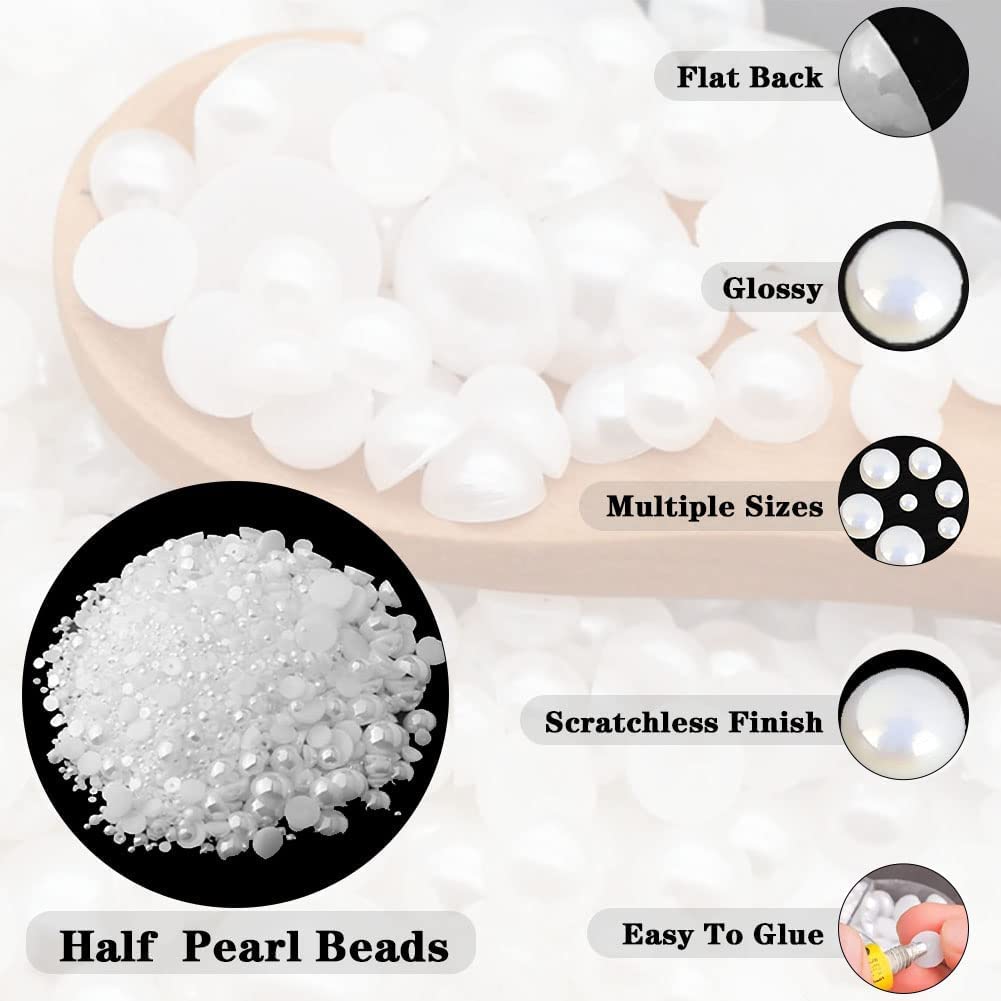 Close up of Blaaroom craft pearls on white surface
