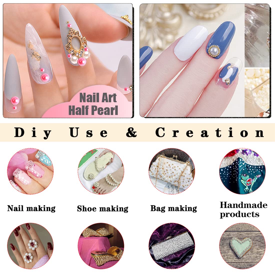White acrylic flatback pearls for diy jewelry making
