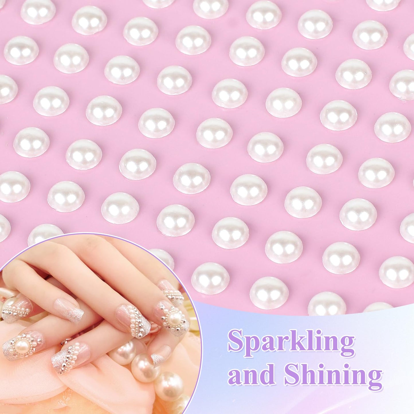 Model wearing pearl stickers as face and eye makeup gems
