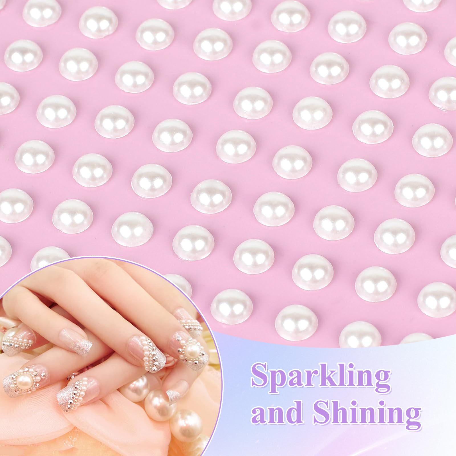 Model wearing pearl stickers as face and eye makeup gems