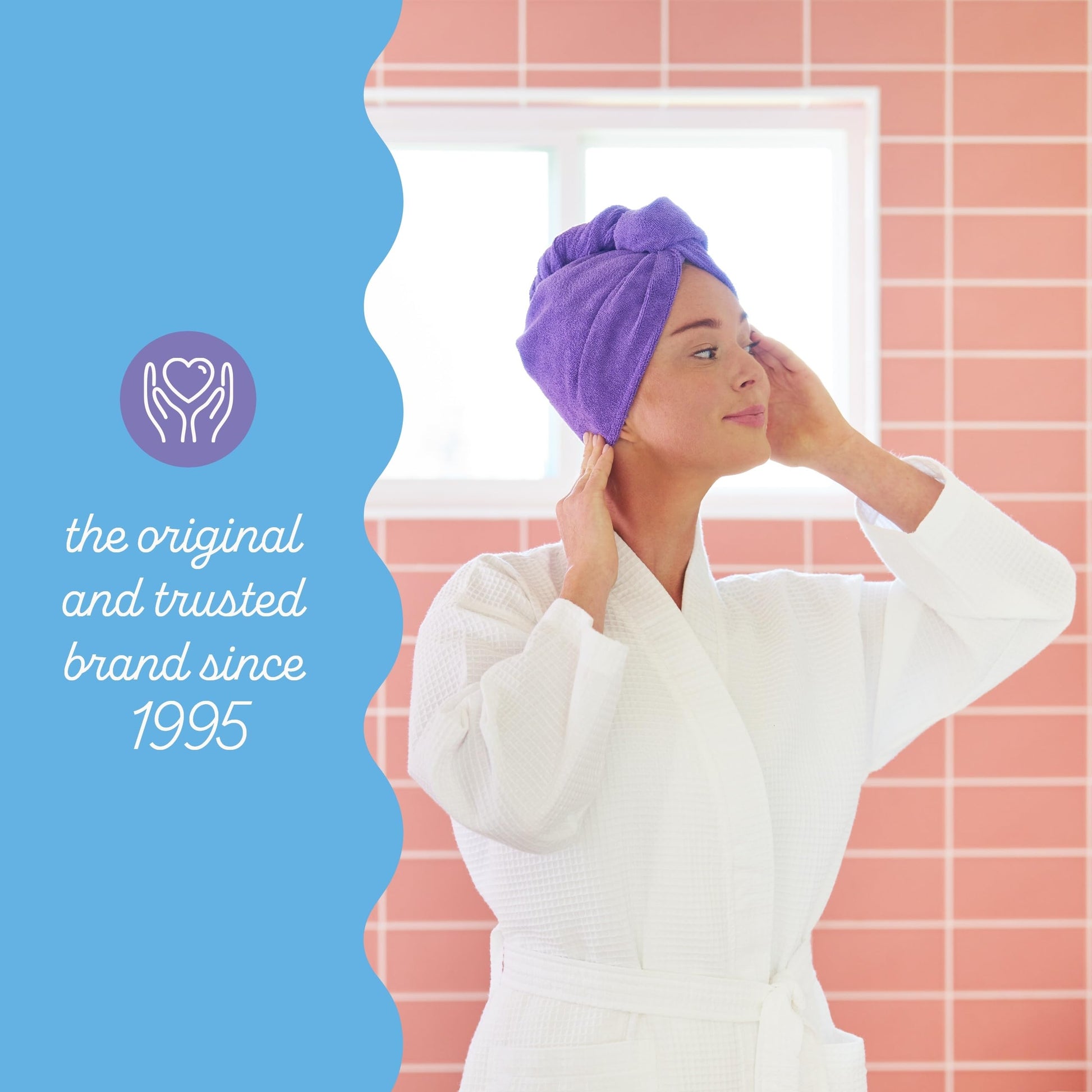 Back view of Turbie Twist hair turban showing loop closure