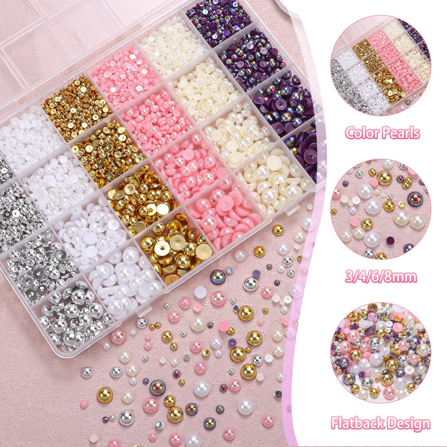 Tatiwoo 24-grid organizer box for flatback pearls