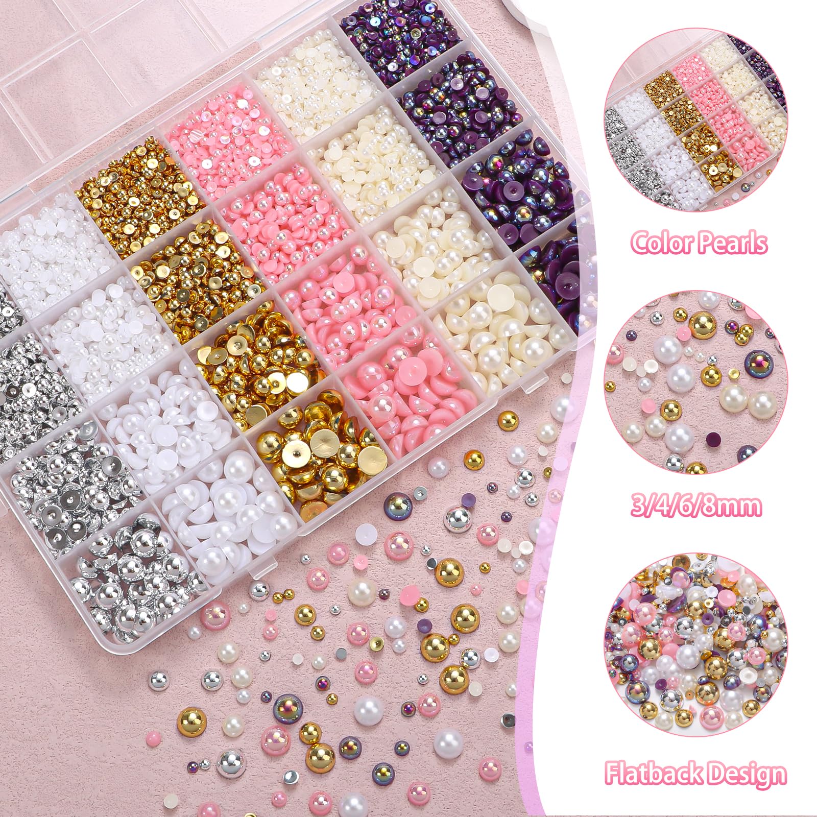 Tatiwoo 24-grid organizer box for flatback pearls