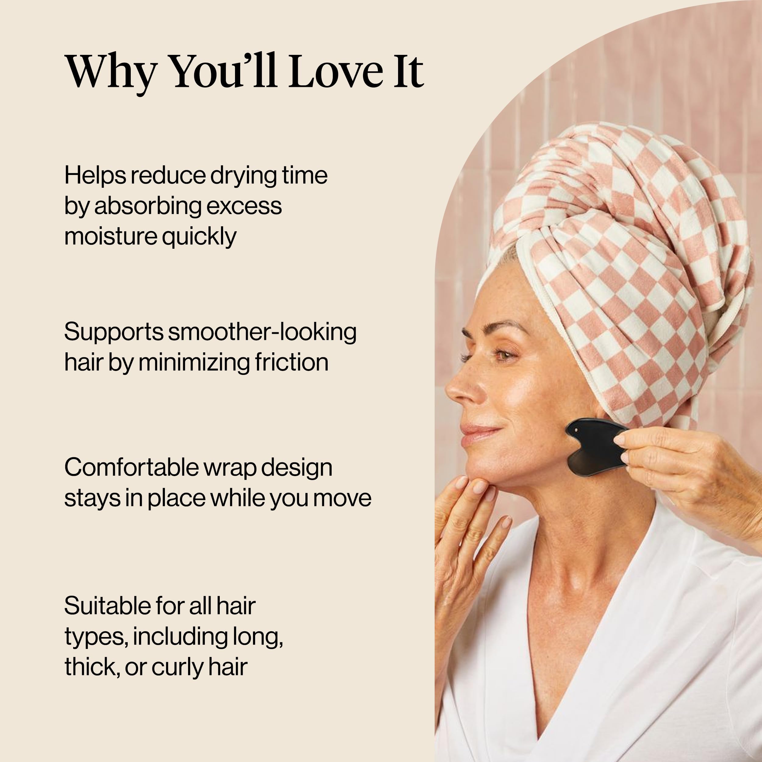 Kitsch microfiber hair towel wrap folded to show size