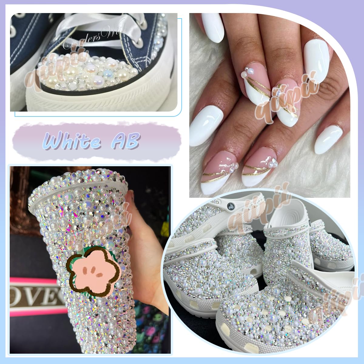 Qiipii pearls being used for creative nail art design