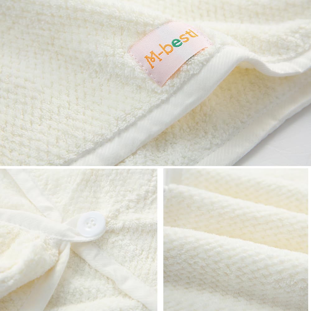 Back view showing button secure mechanism on hair towel