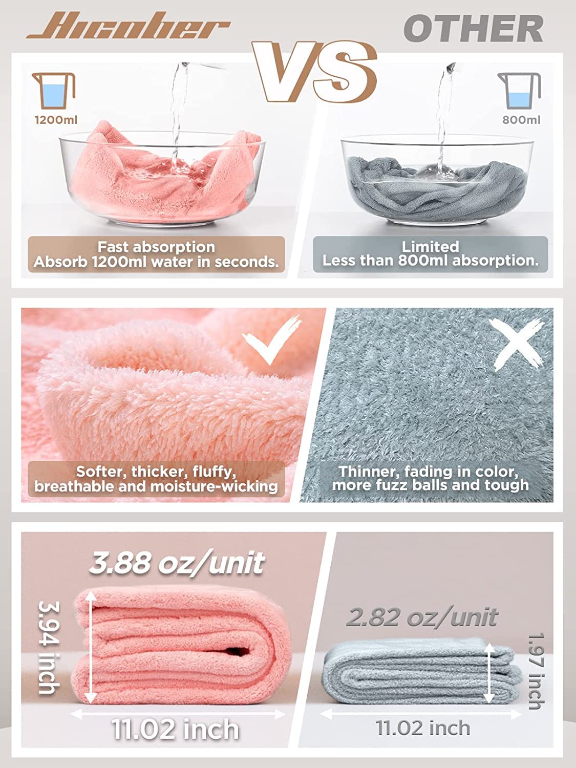 Three pack hicober hair turbans blue grey pink