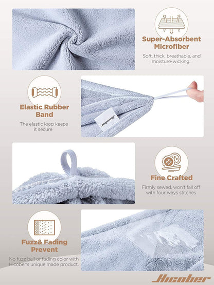 Hicober microfiber hair wrap showing button closure detail