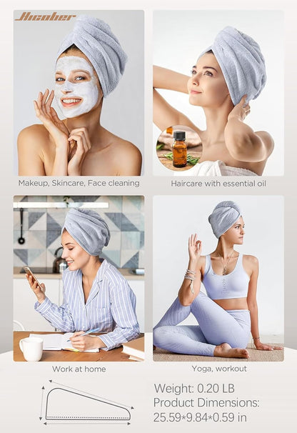 Hicober hair towel wrap secured on long hair