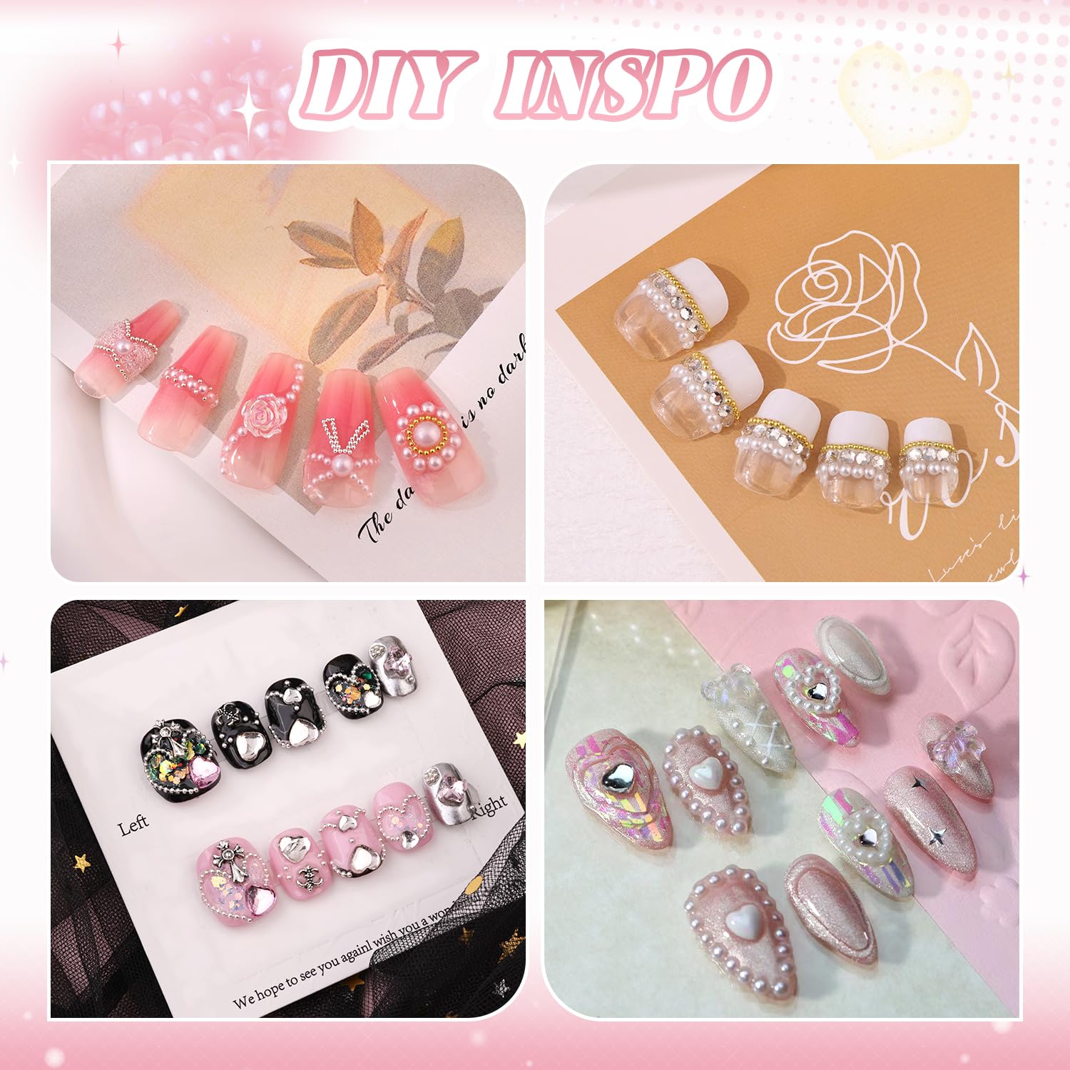 Two storage boxes with pearls and beads for DIY manicures