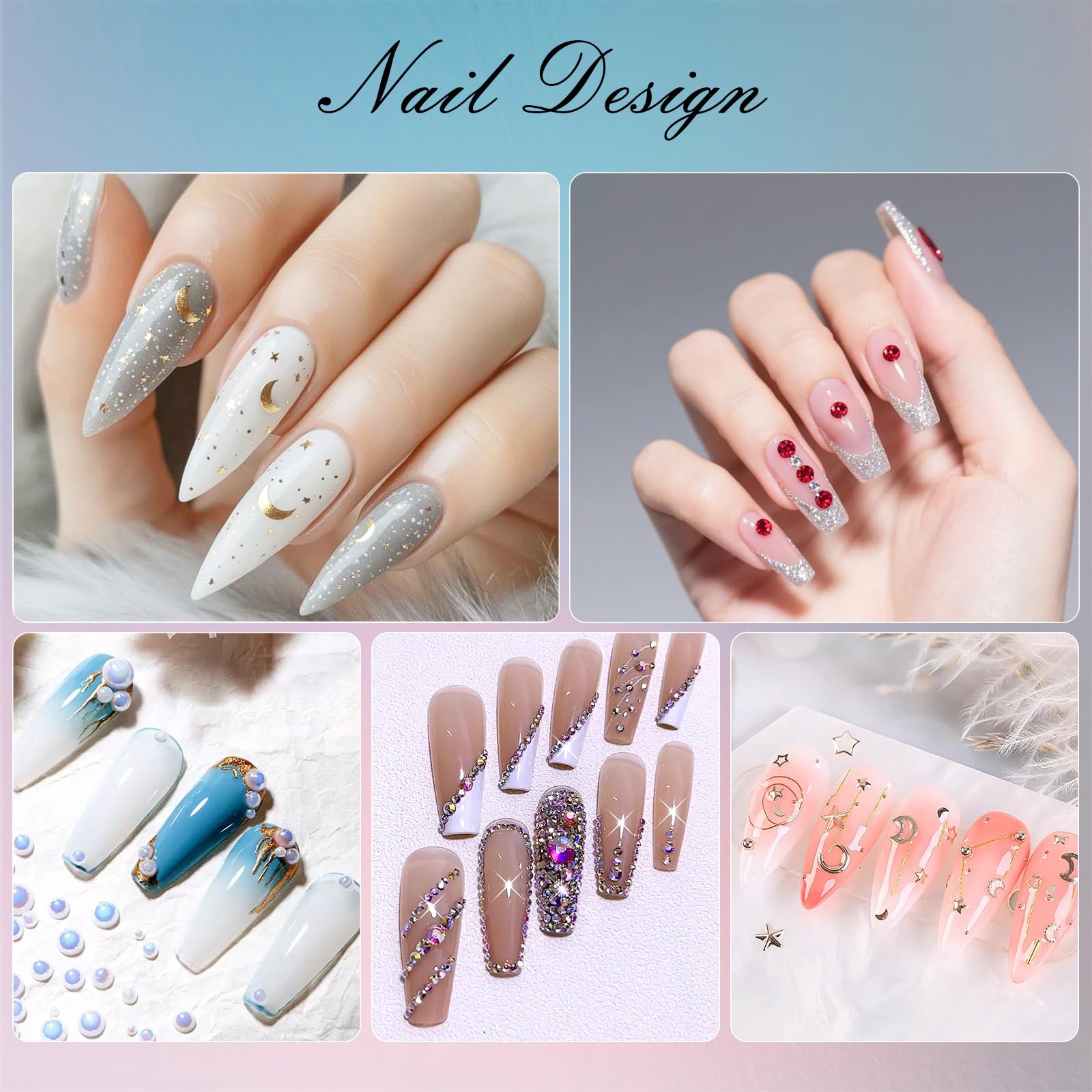 DIY nail art design using Artdone studs and stickers