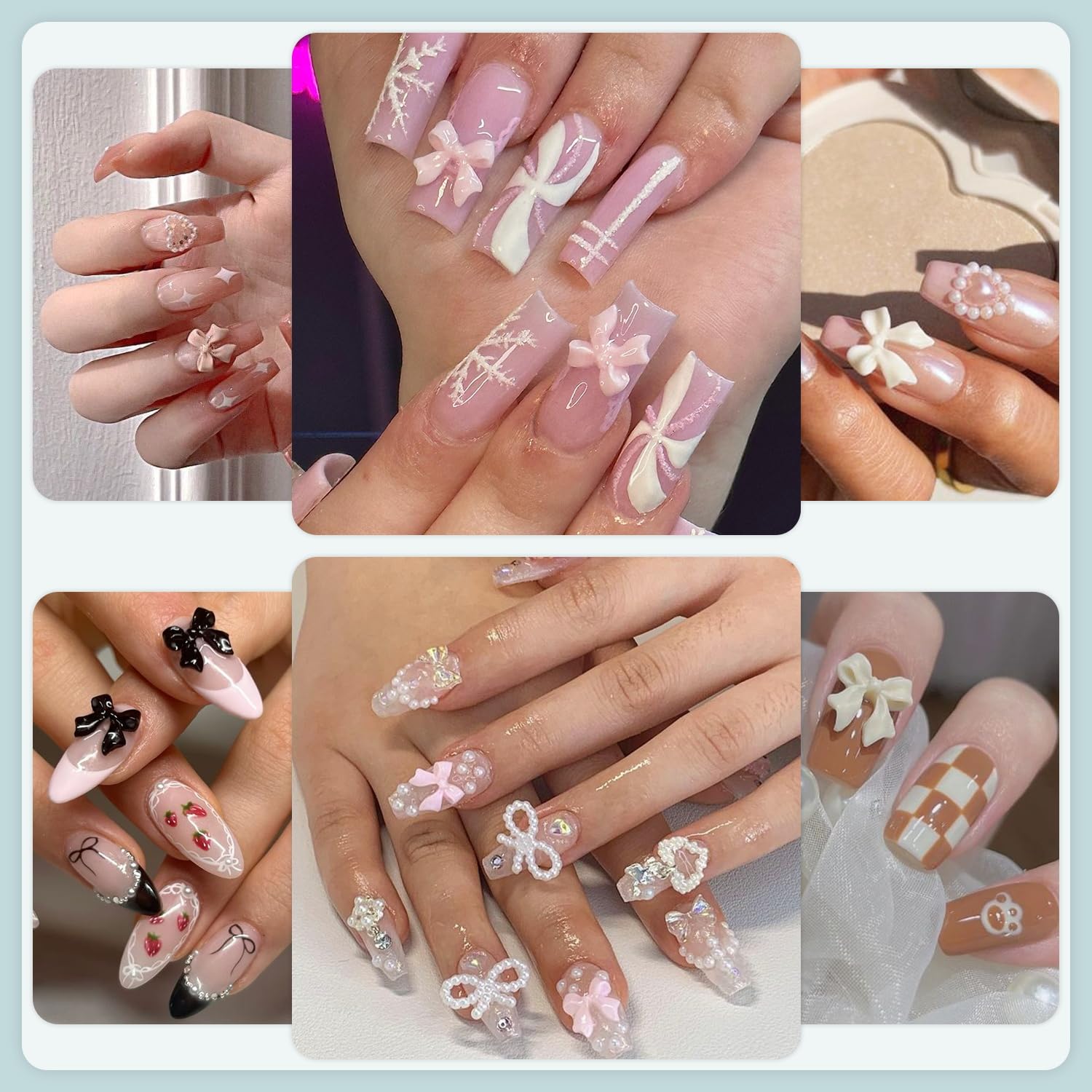 Variety of star heart and moon shaped nail jewels for manicure