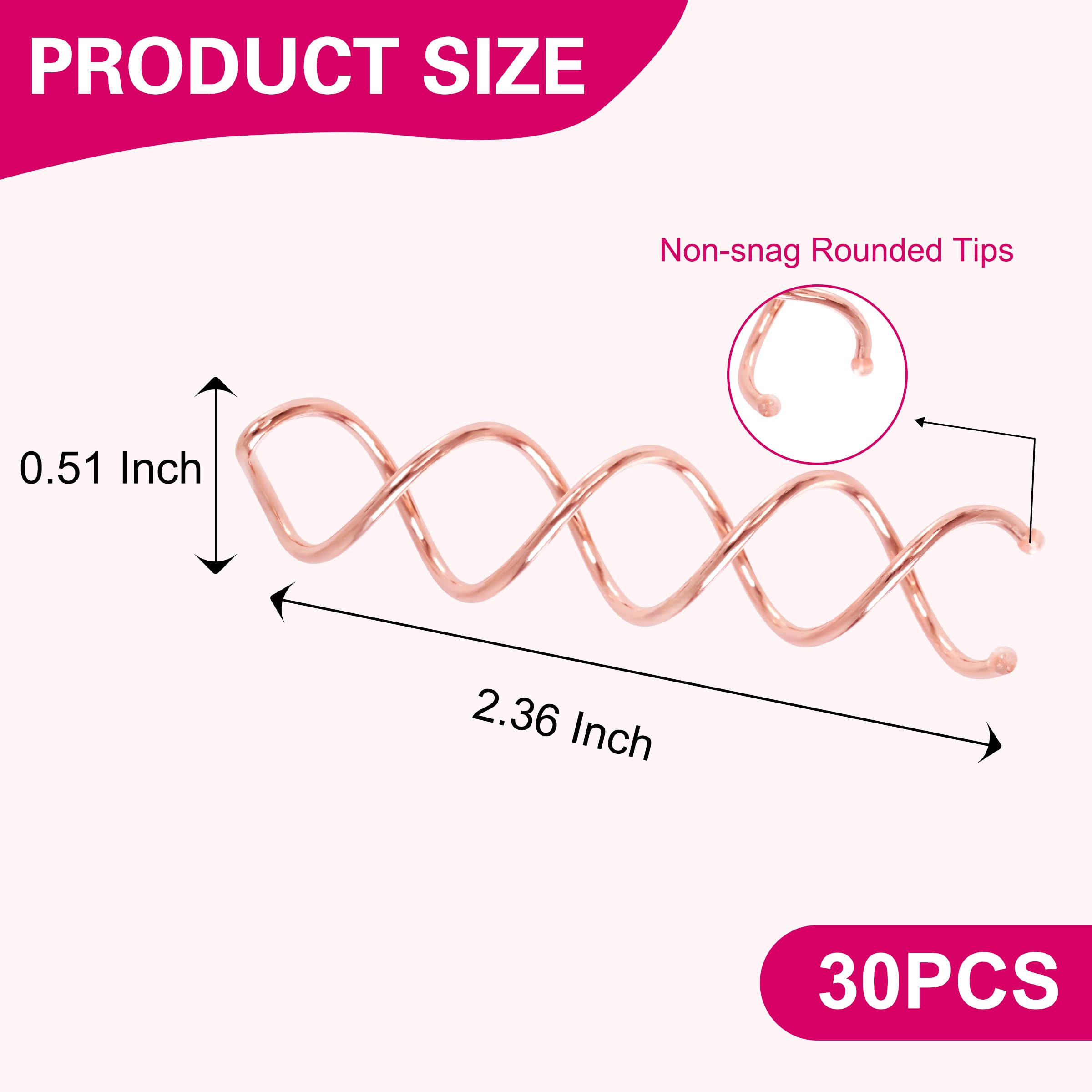 Alloy twist bobby pins for women bun hairstyles showcased in rose gold finish.