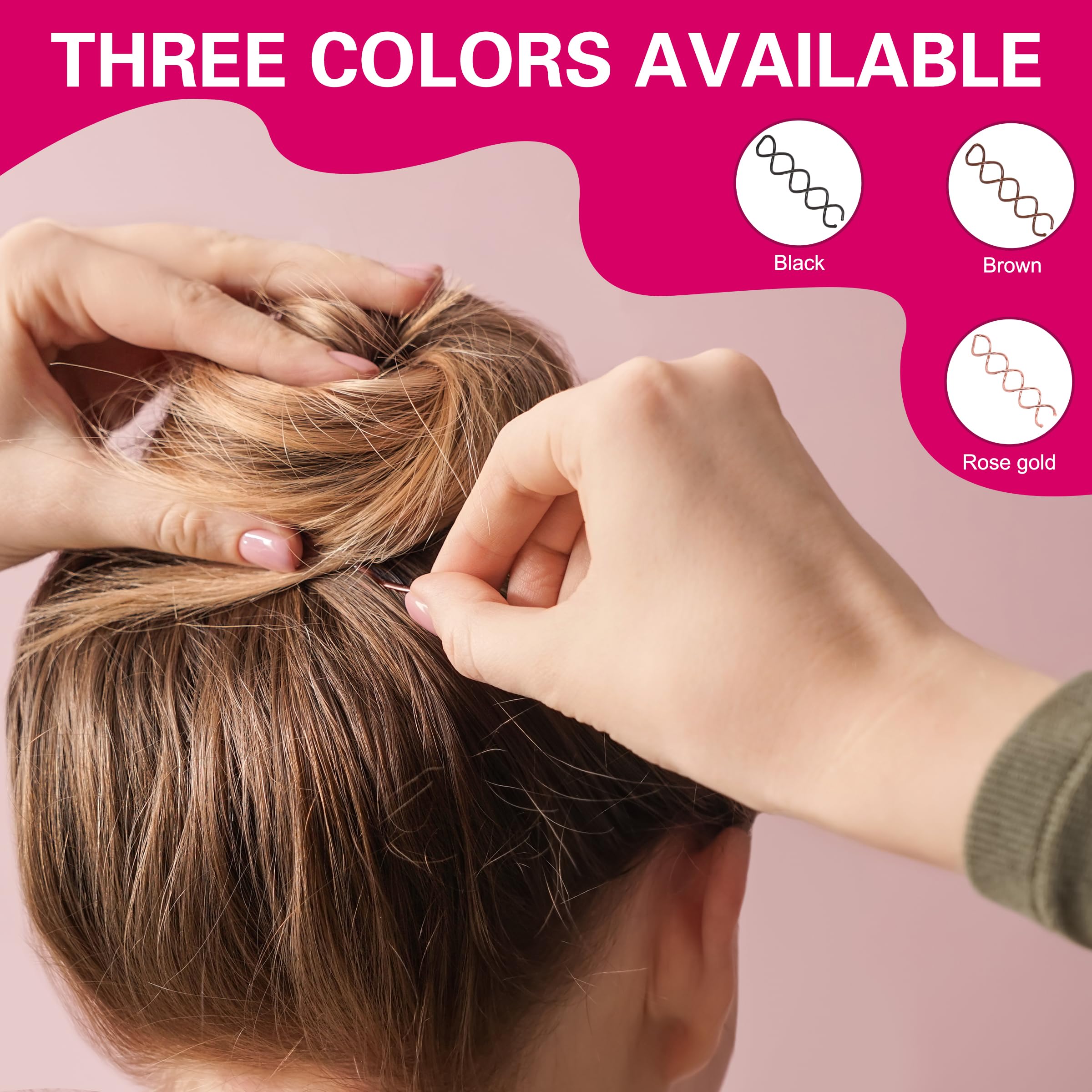 Black metal screw hair pins with non scratch rounded tips for secure updos.
