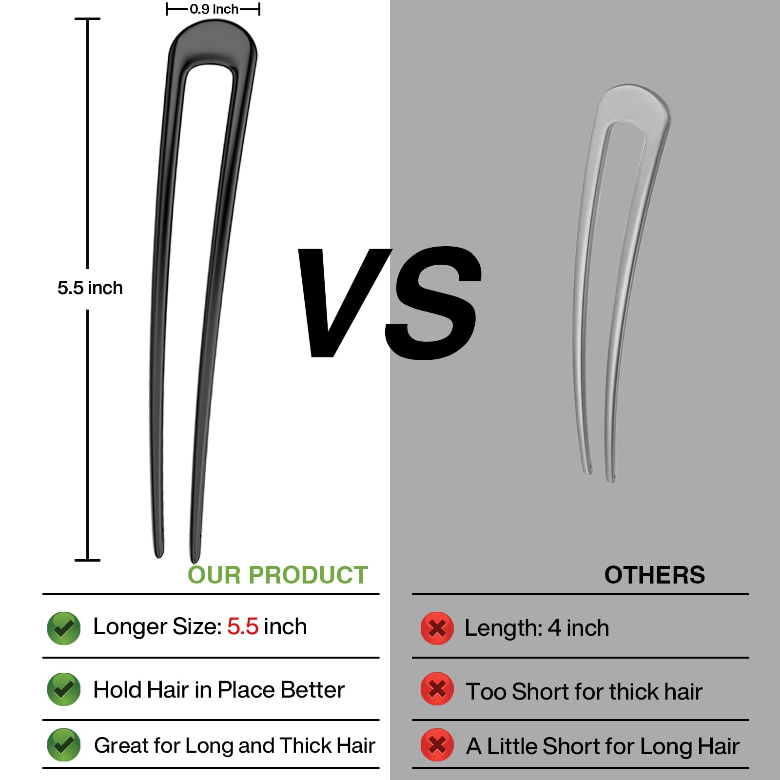 Two prong metal hair sticks for women bun hairstyle accessories