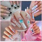 Demonstration of blue themed DIY manicure application