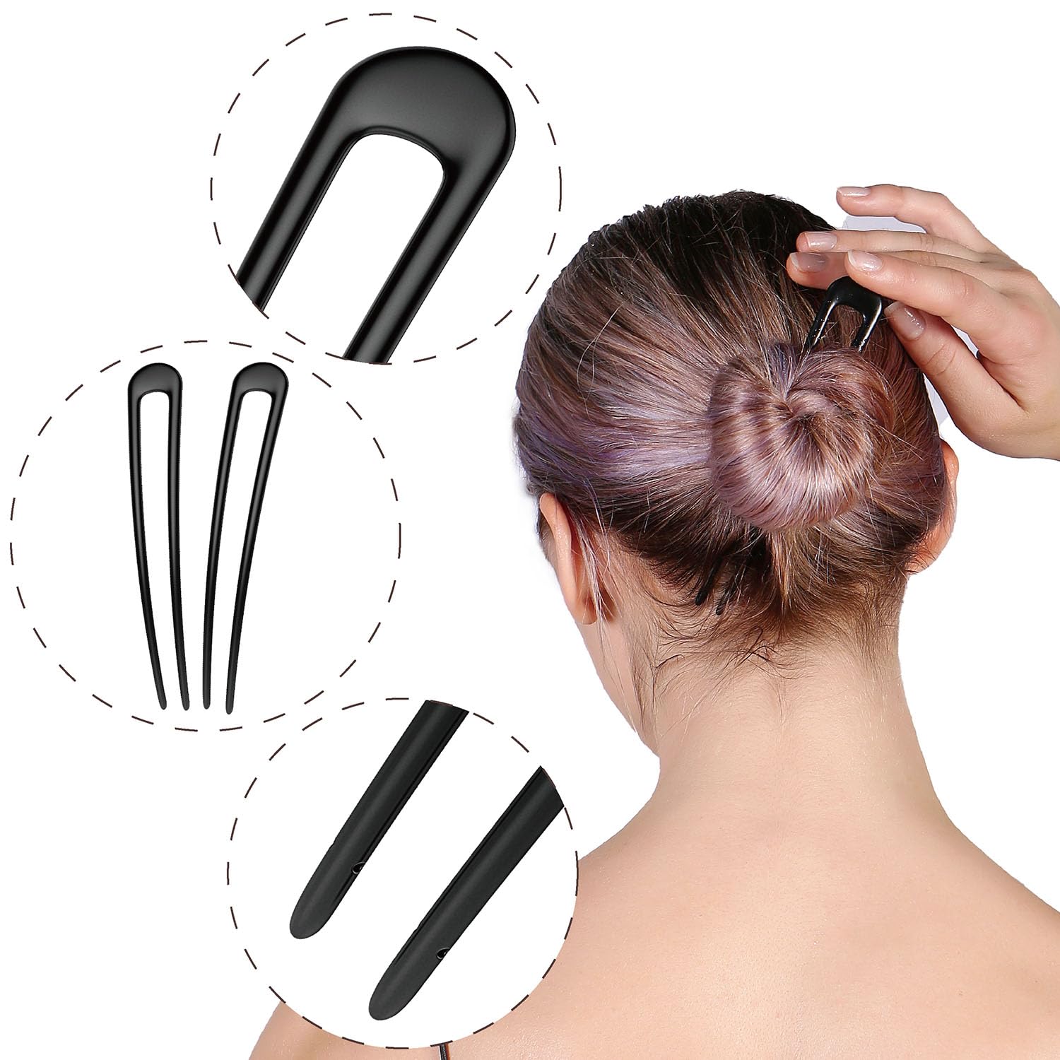 Durable metal French twist hairpins for thick hair close up