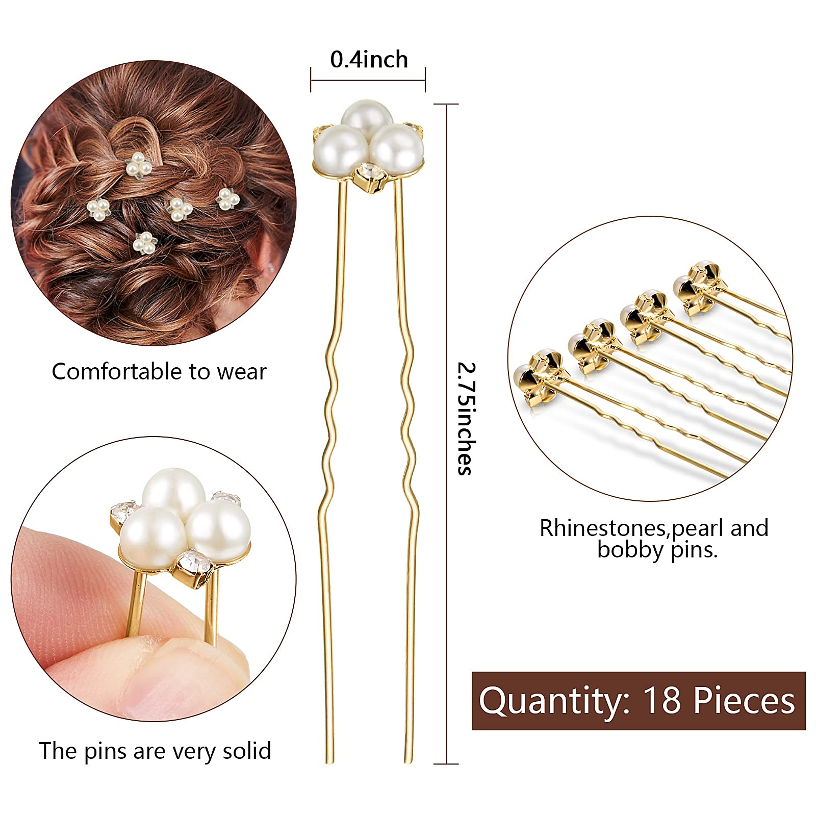 Detail shot of the sturdy U shaped design intended for secure wedding updo styling and judas