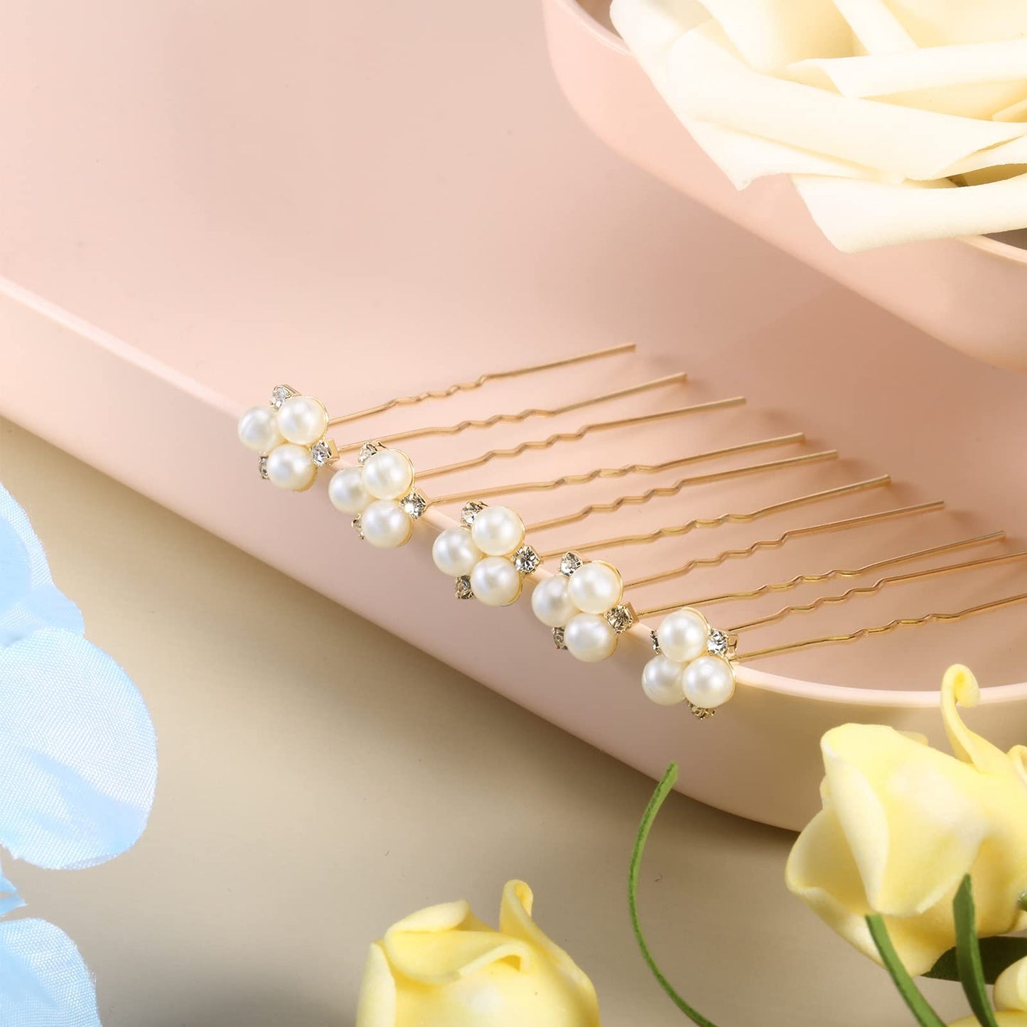 Packaging view of the authentic USA imported WILLBOND pearl and rhinestone hair accessory collection