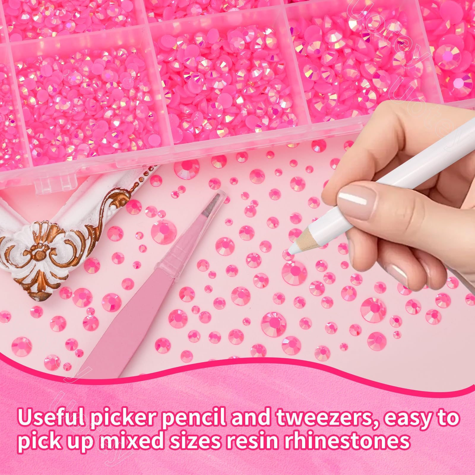 Uotey rhinestone pickup tool and tweezers included in craft kit