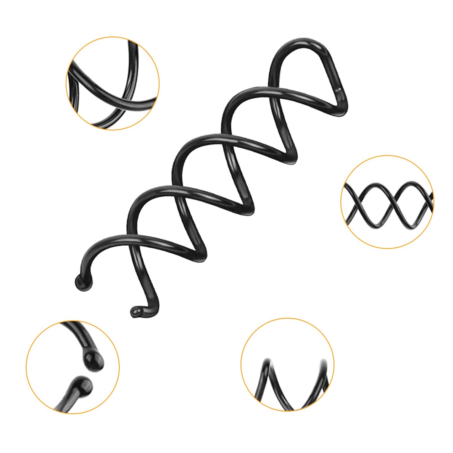 Durable metal hair swirl coils showing the clockwise twist styling mechanism