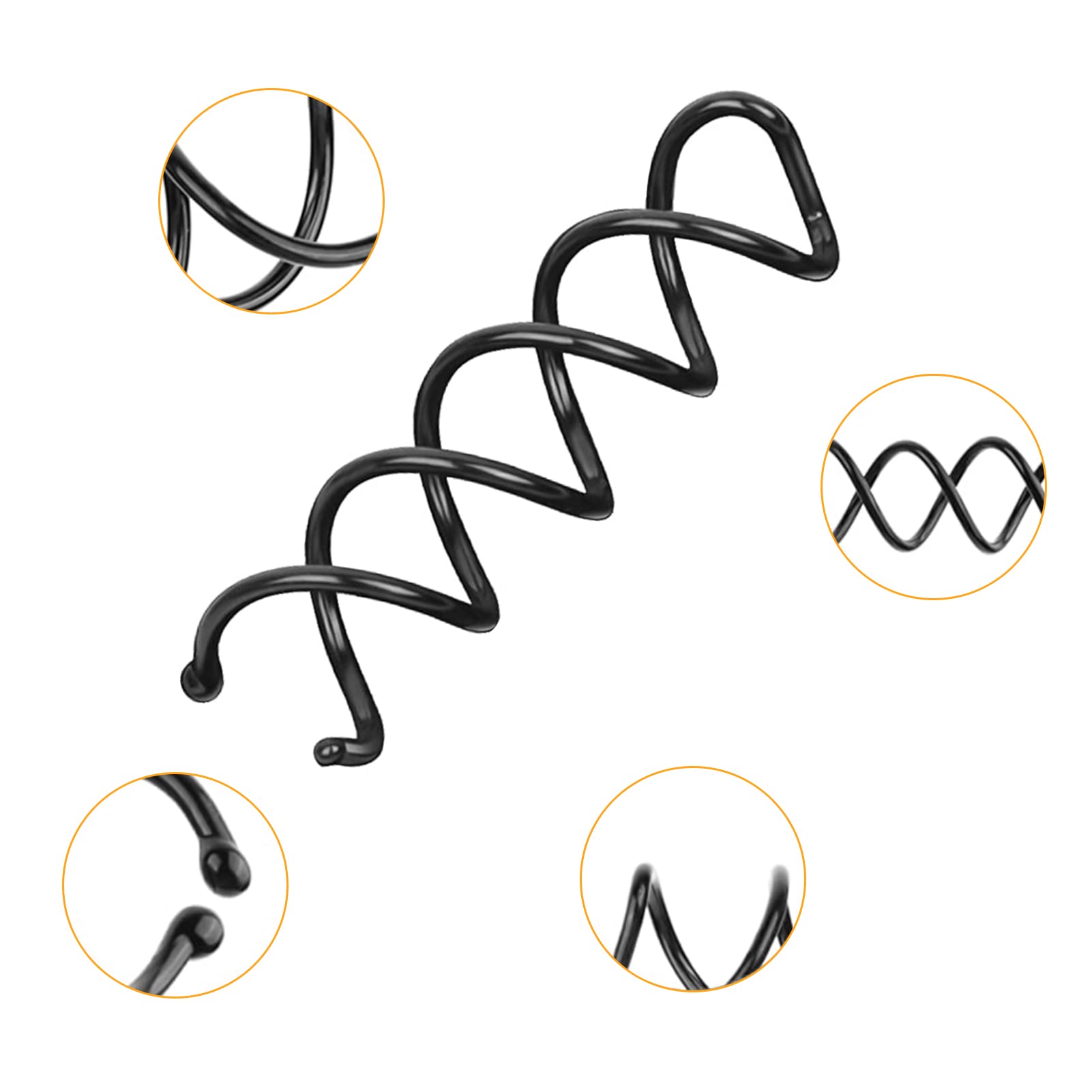 Durable metal hair swirl coils showing the clockwise twist styling mechanism