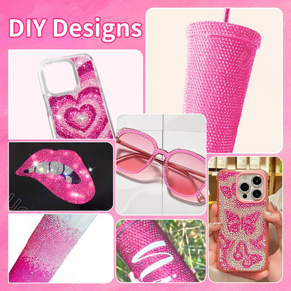 Diy crafting project featuring Uotey hot pink resin rhinestones