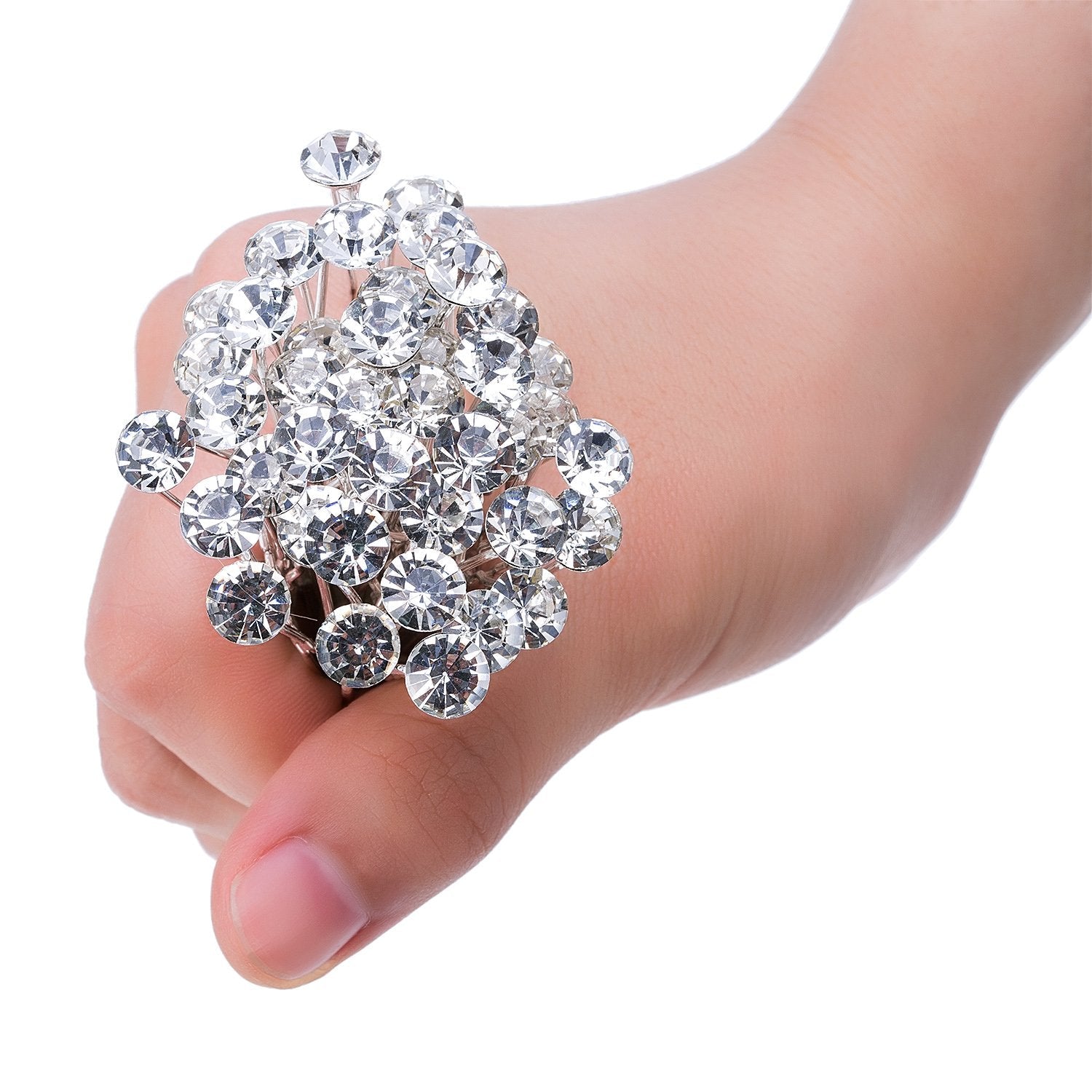 eBoot decorative crystal hair clips for women packaged inside their storage container.