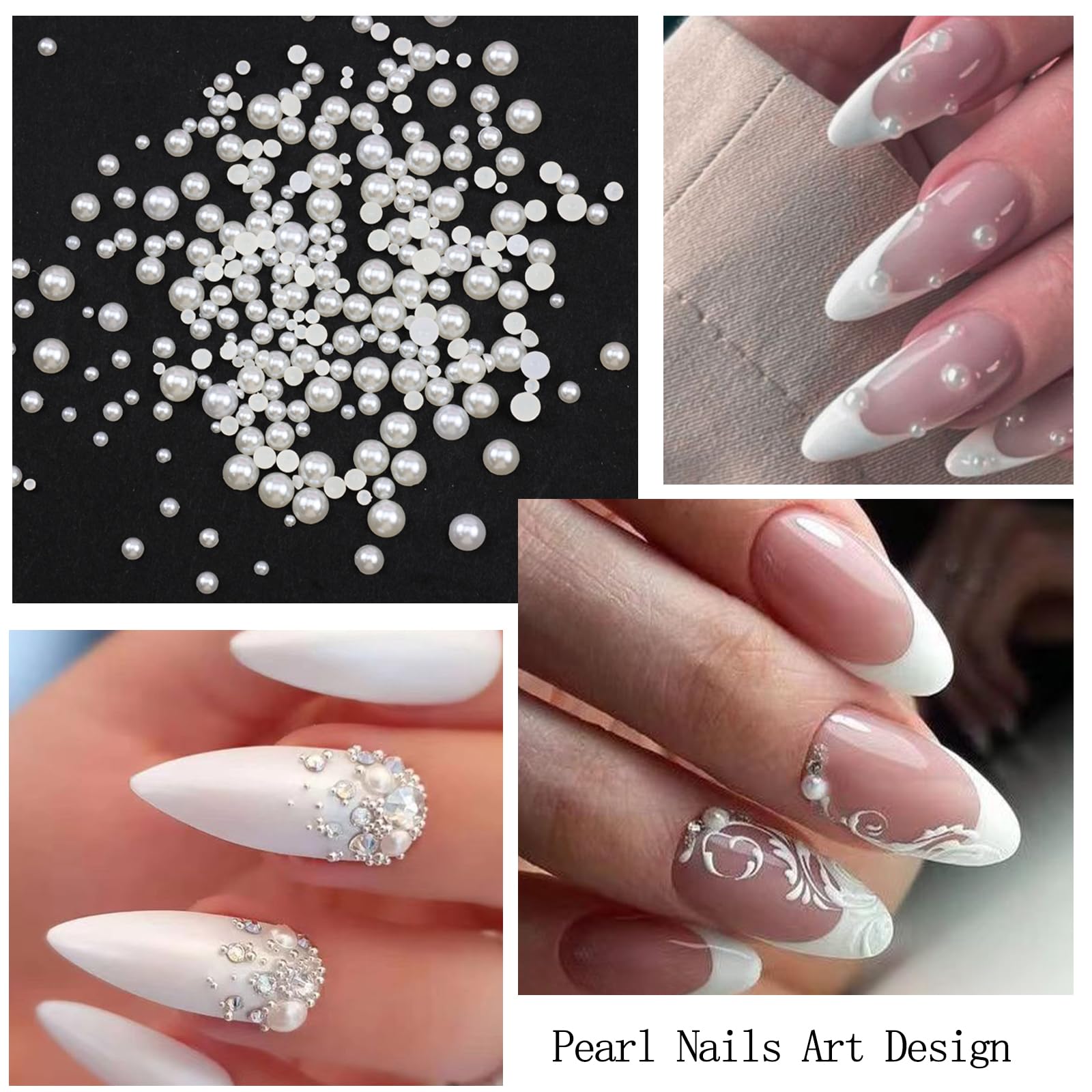 Close up of Votacos crystal and pearl nail art gems in containers