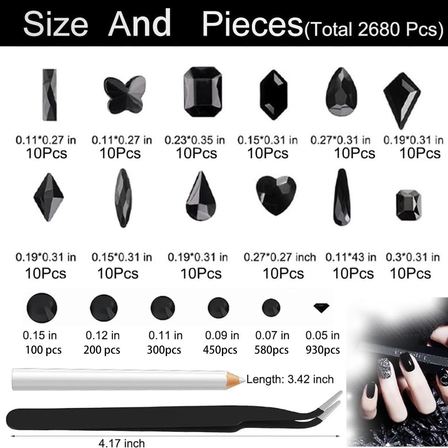 Alociam nail art rhinestone kit 24 grid storage case
