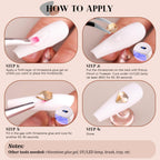 Champagne gold rhinestones displayed on artificial nail art
