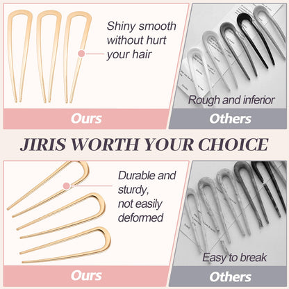 JIRIS 4.2 inch gold hair pins for French twist hairstyles