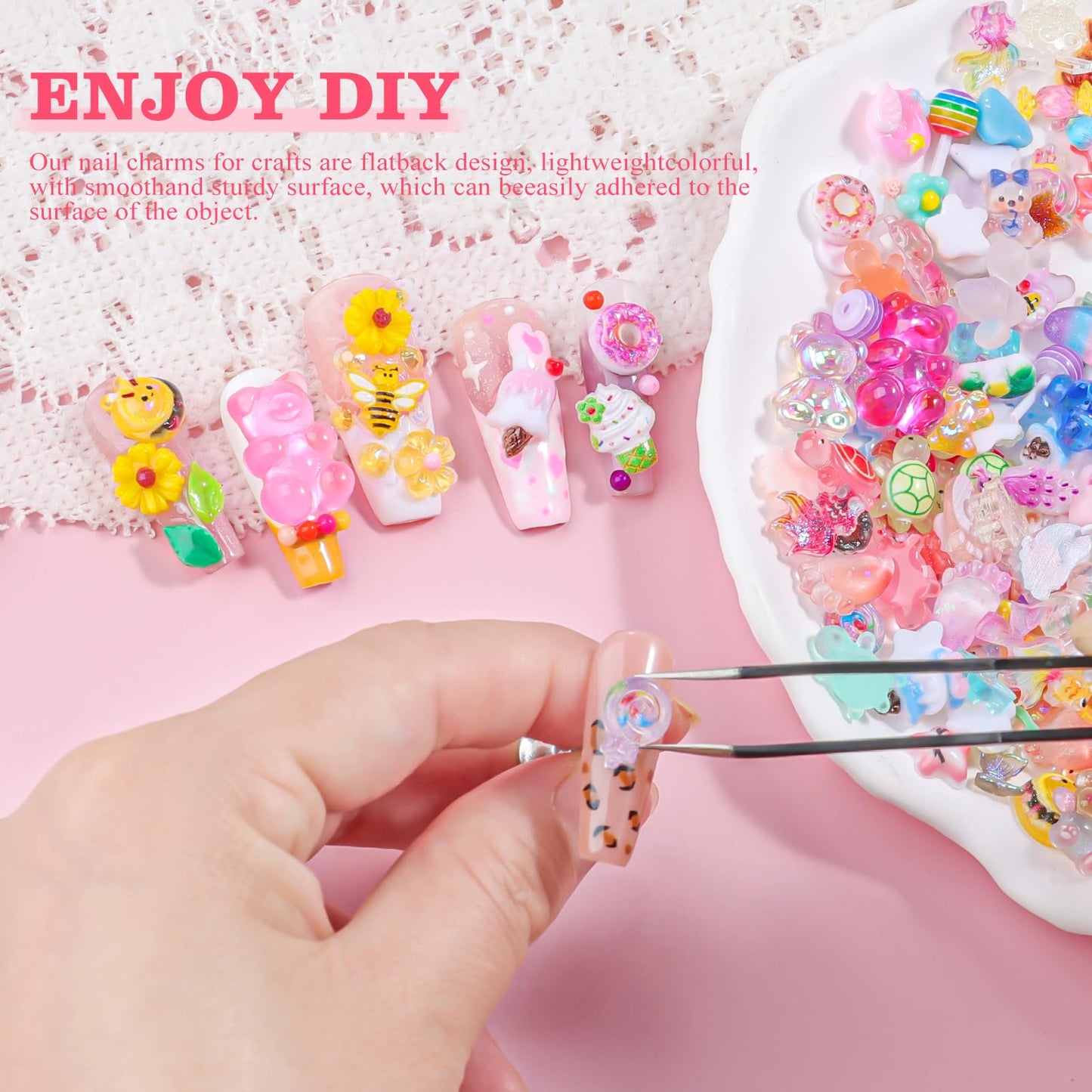 DIY craft project using EditTime resin nail charms