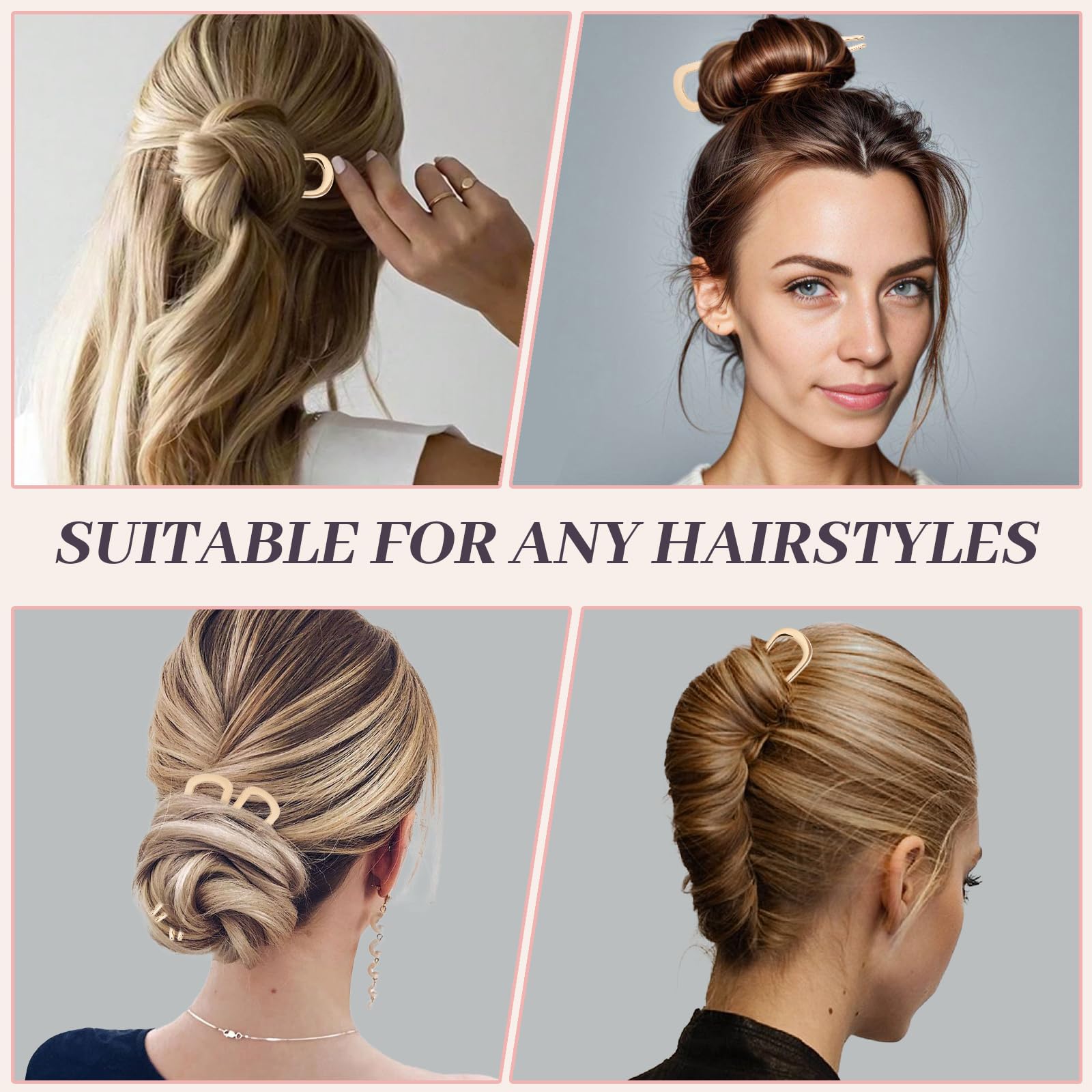 Premium zinc alloy anti-slip chignon pin close up