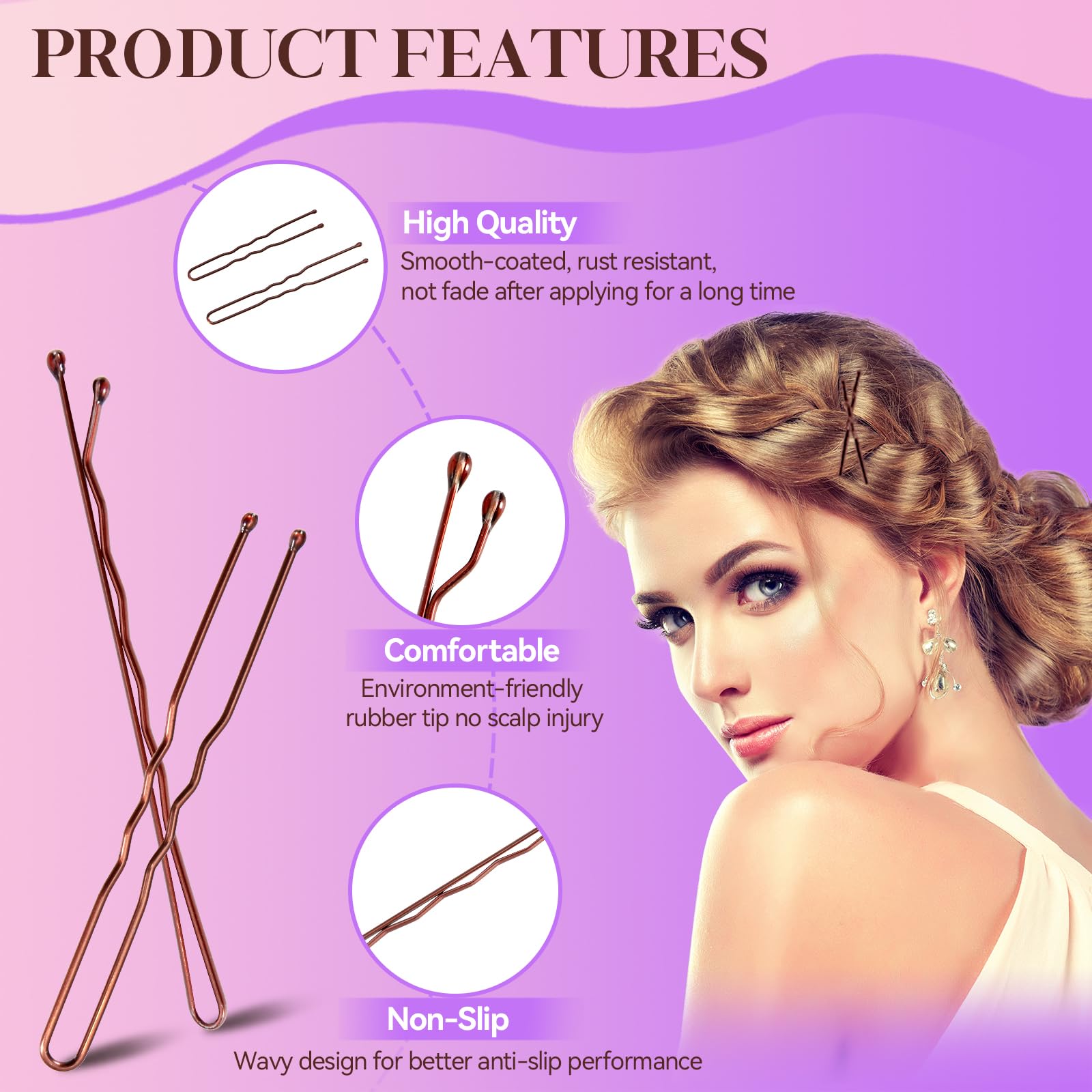 Invisible U-shaped hair pins for women styling thick updos
