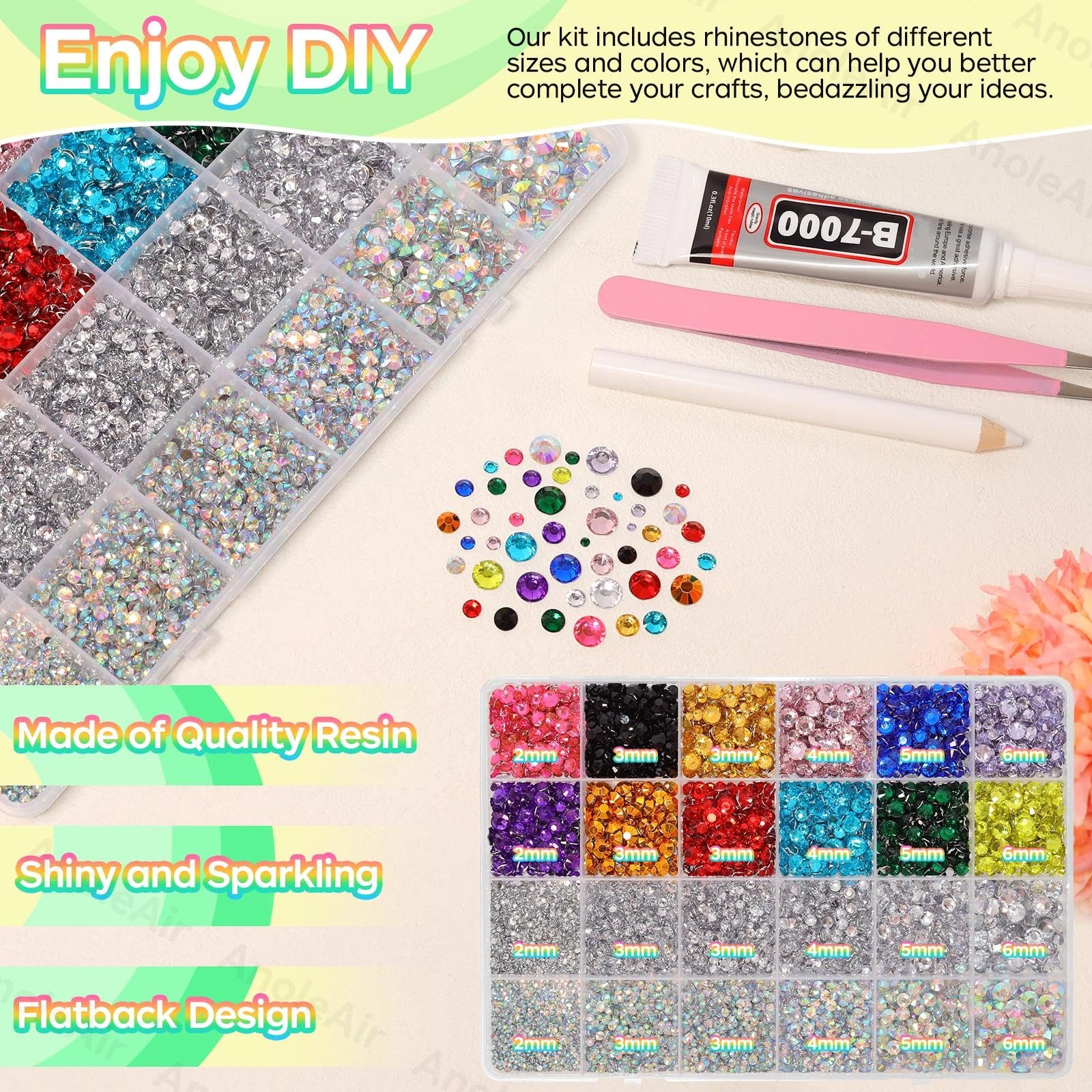 B-7000 adhesive tubes included in AnoleAir bedazzling kit
