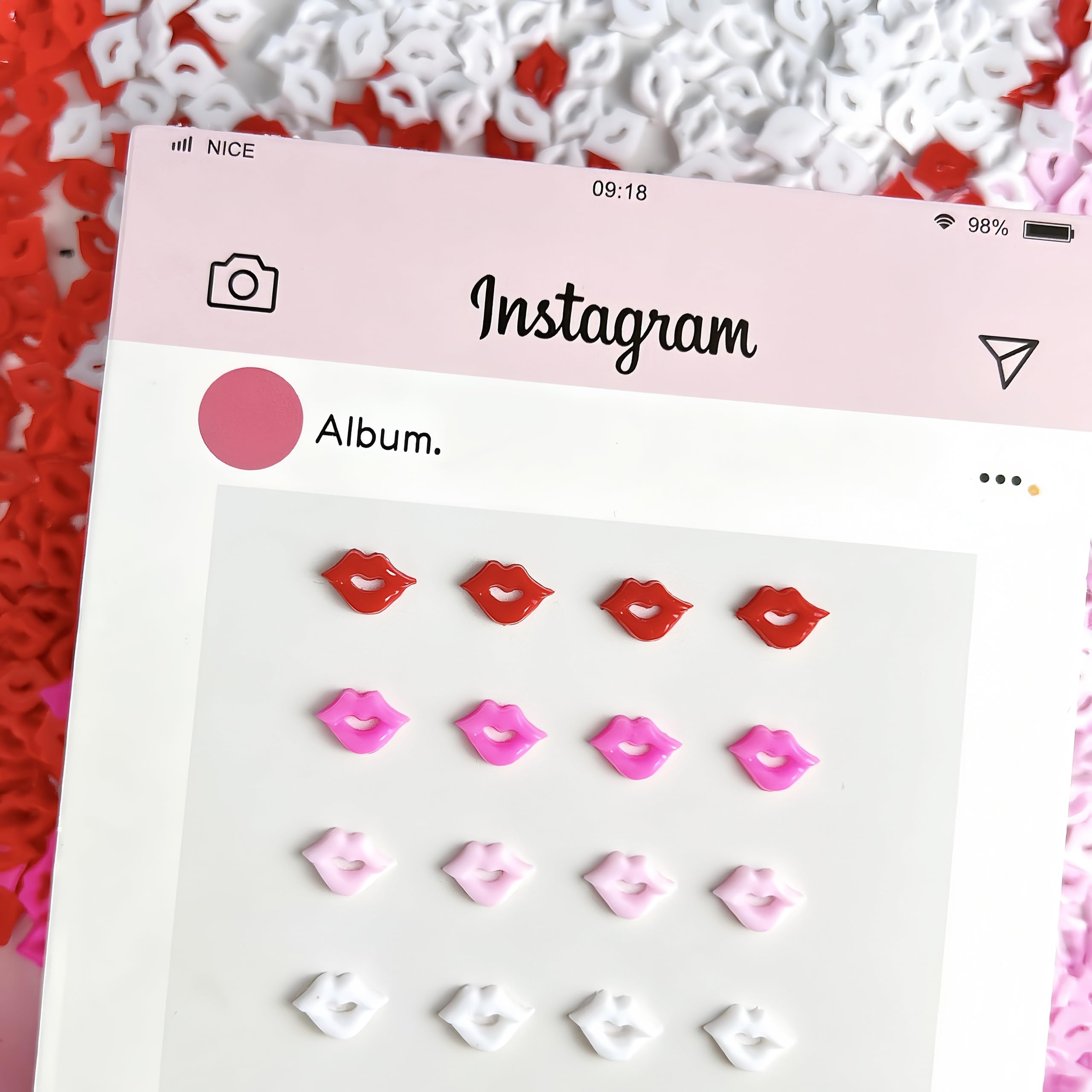 3D resin lip charms for professional manicure application