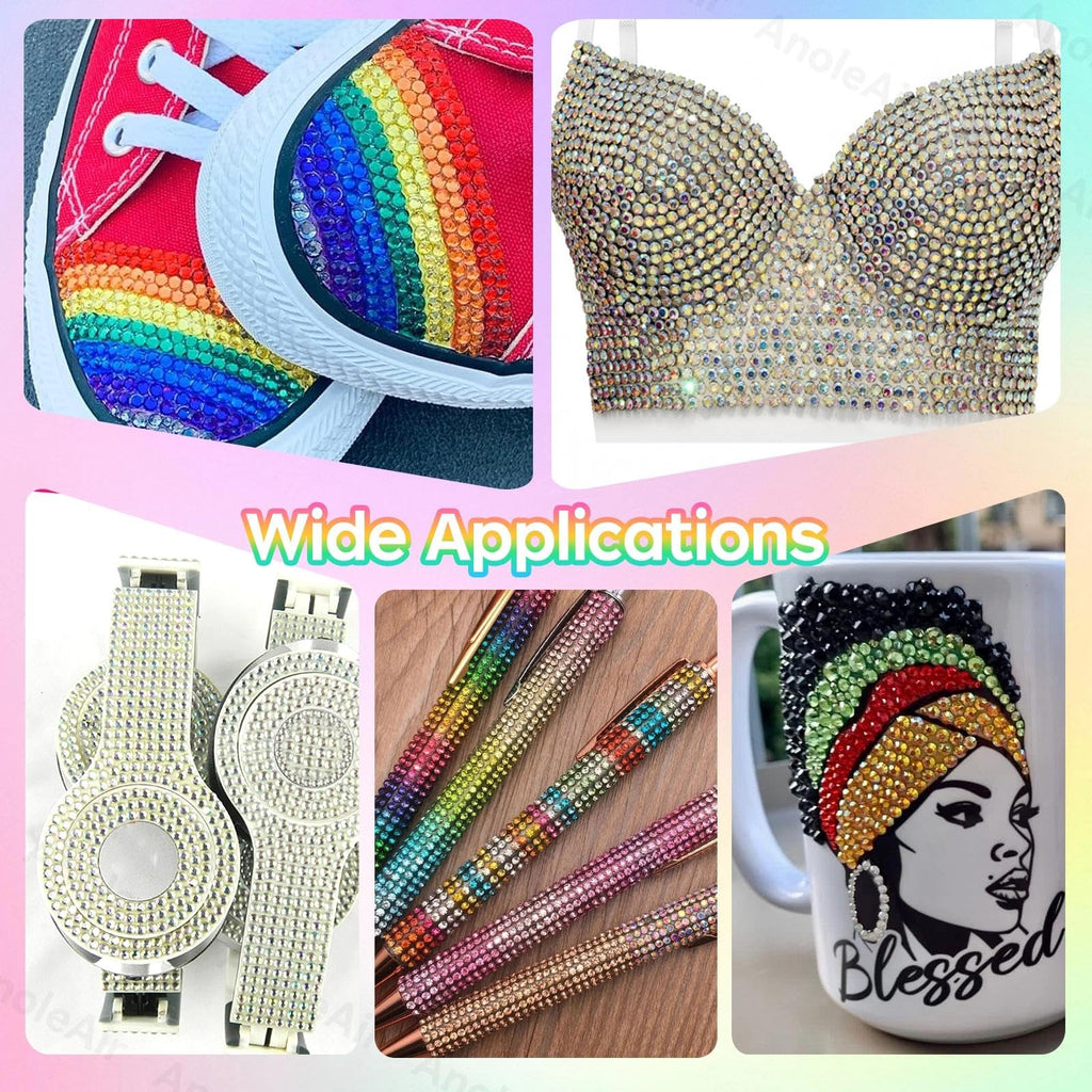 Flatback resin rhinestones arranged for tumbler and nail art design