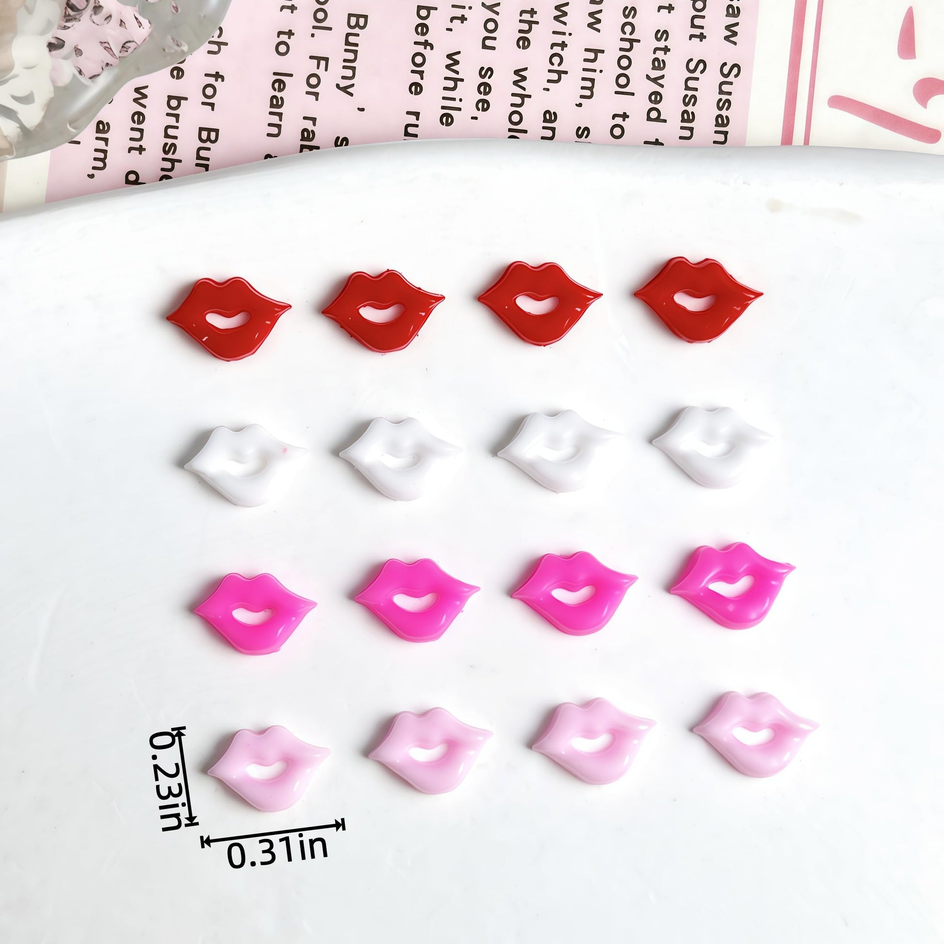 Various colors of cartoon lip nail art decorations