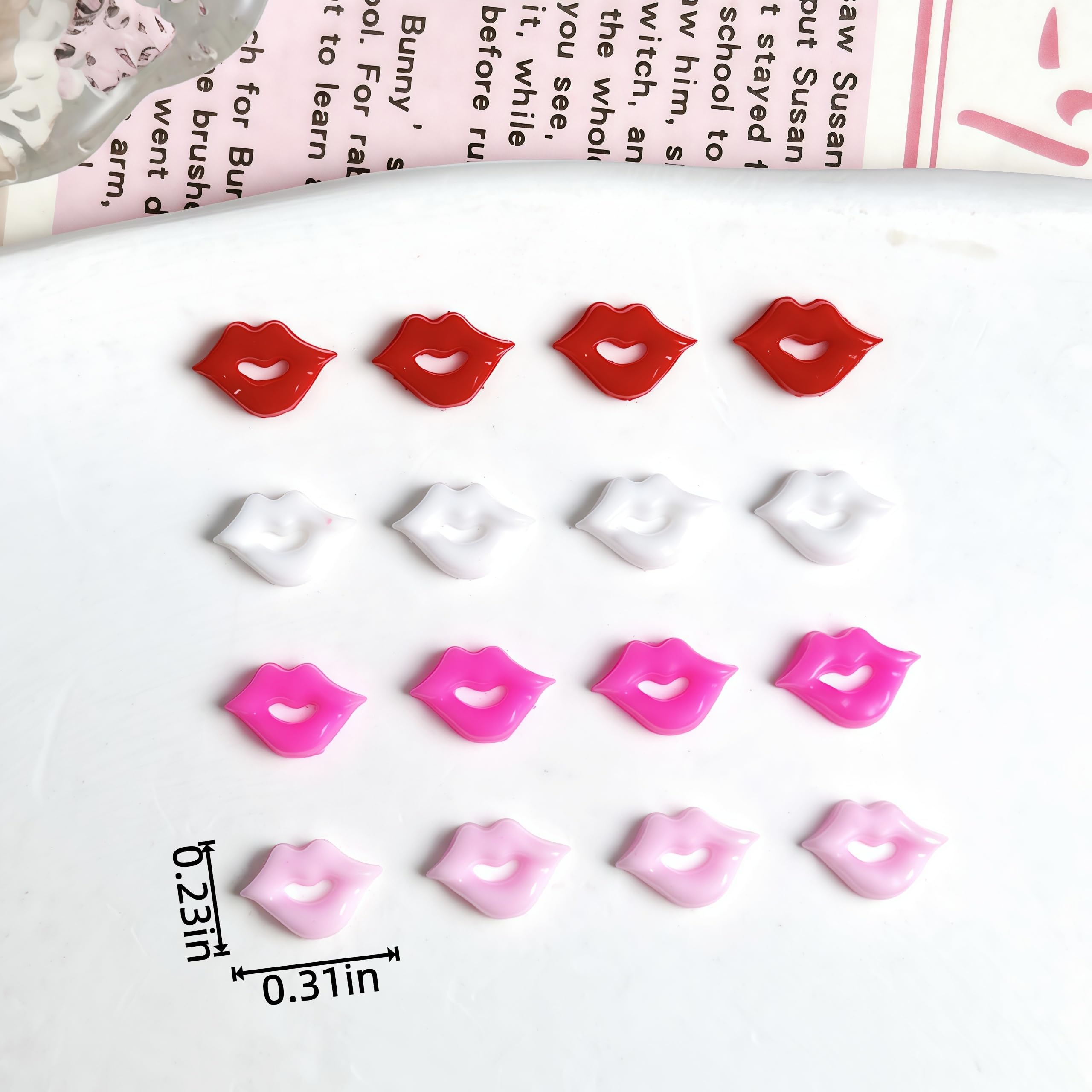 Various colors of cartoon lip nail art decorations
