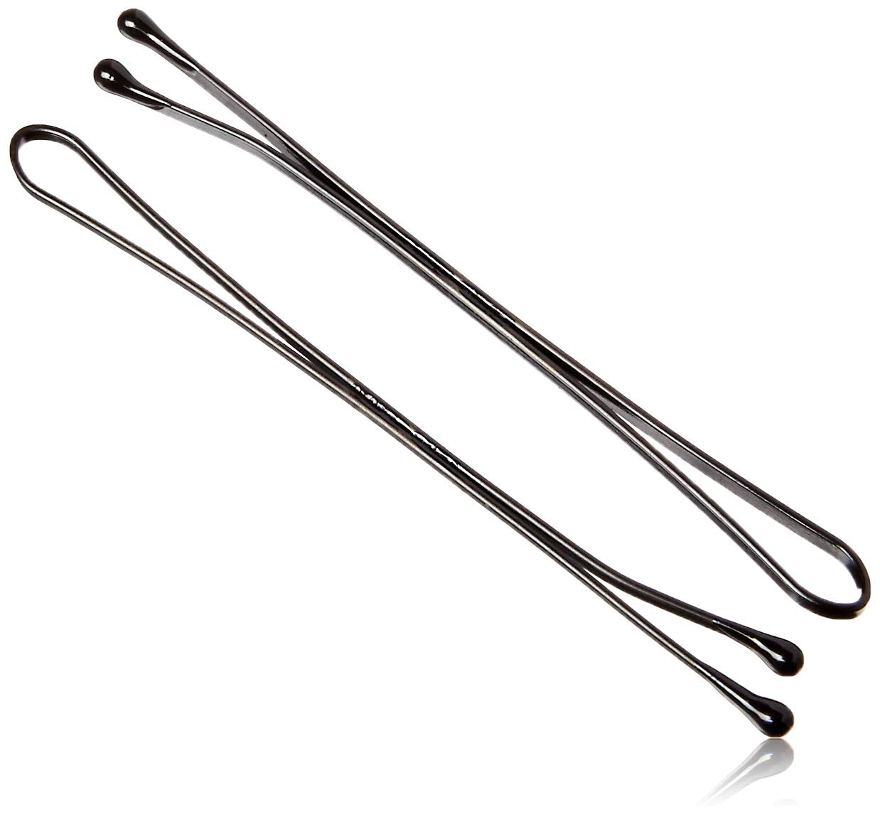 Extra large black flat style hair pins for roller setting close up view