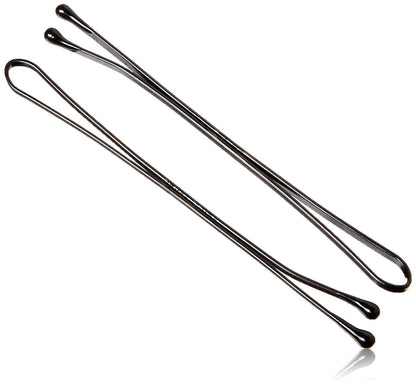 Extra large black flat style hair pins for roller setting close up view