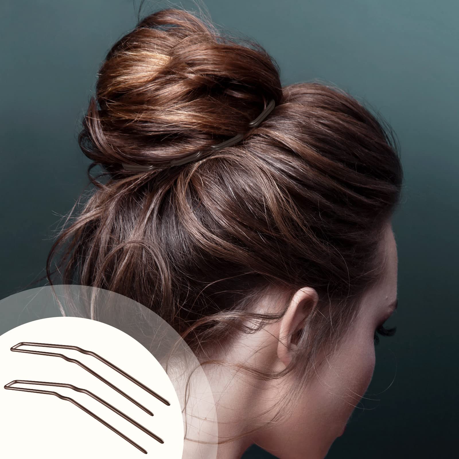 Waydress brown hair styling pins being used to create a ballet bun